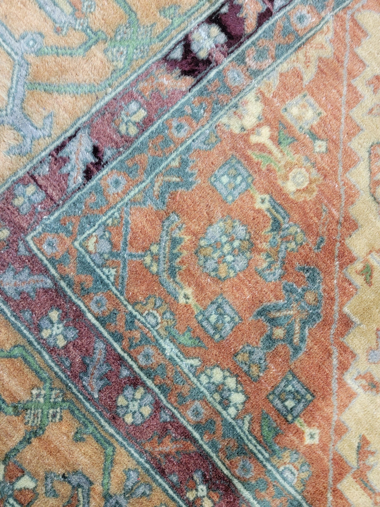 Hand-Knotted Wool Rug Egyptian Oushak 9'9" x 14'2"