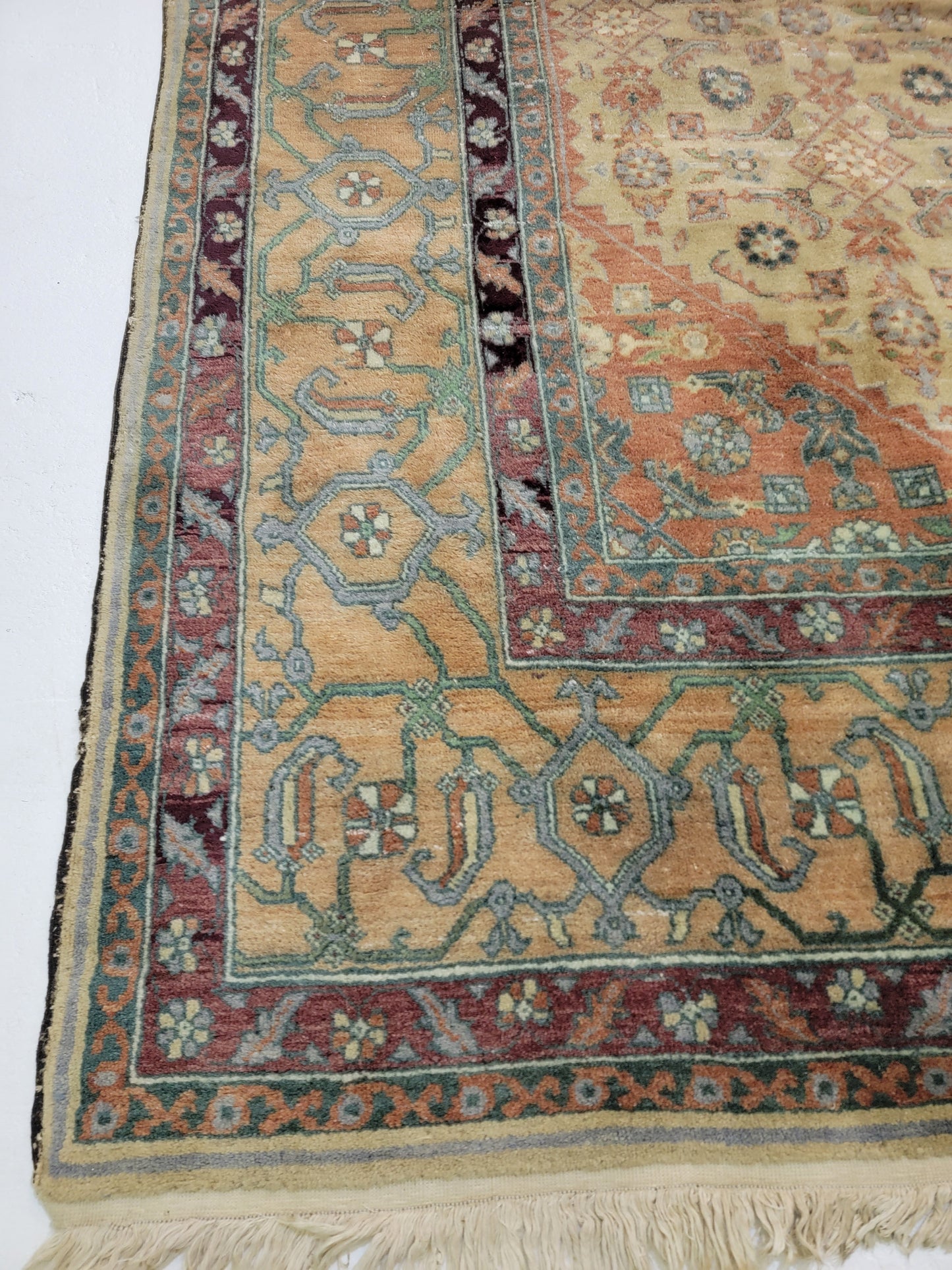 Hand-Knotted Wool Rug Egyptian Oushak 9'9" x 14'2"