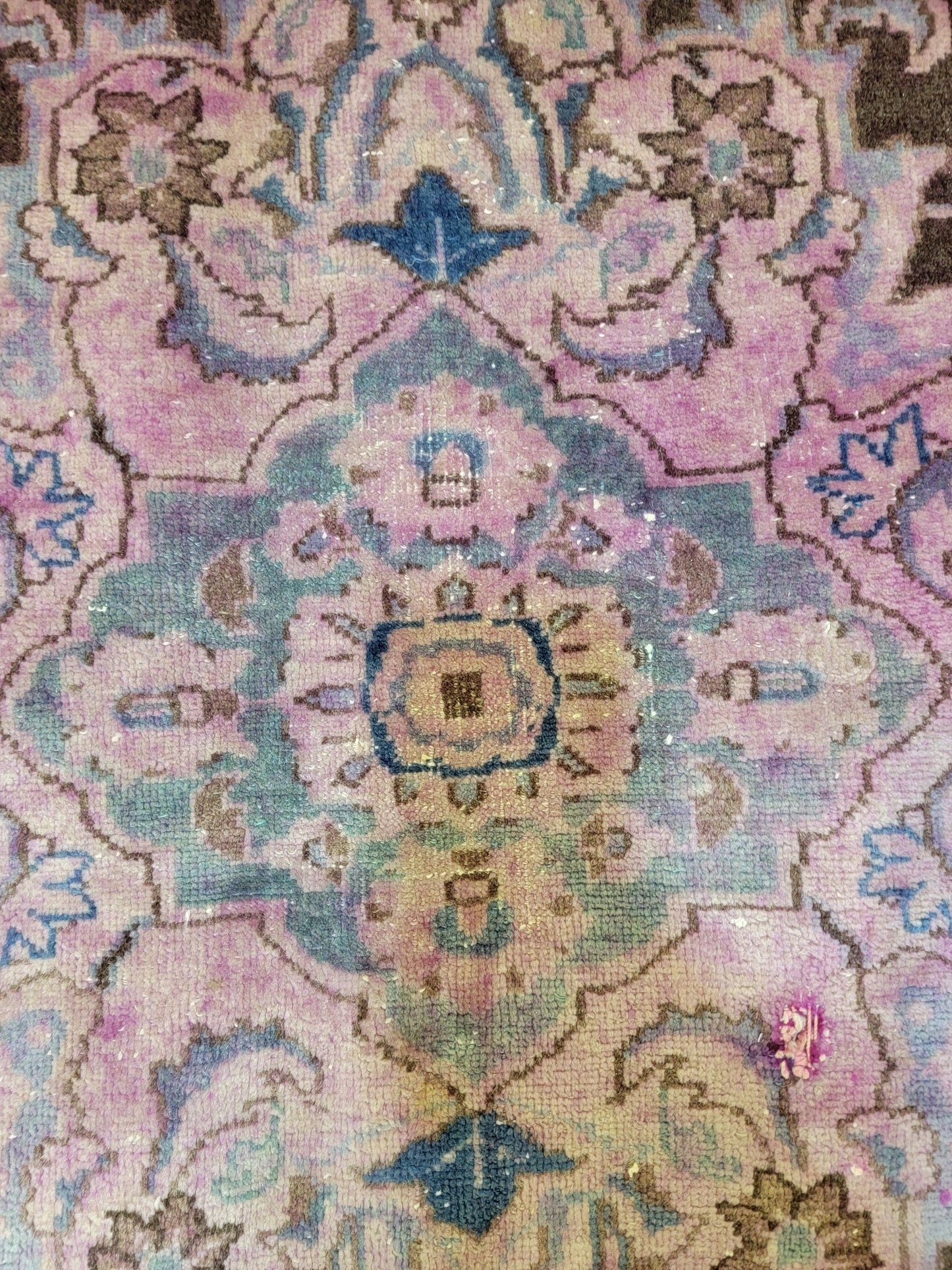 Hand-Knotted Wool Rug Mashad Over Dye 9'9" x 12'3"