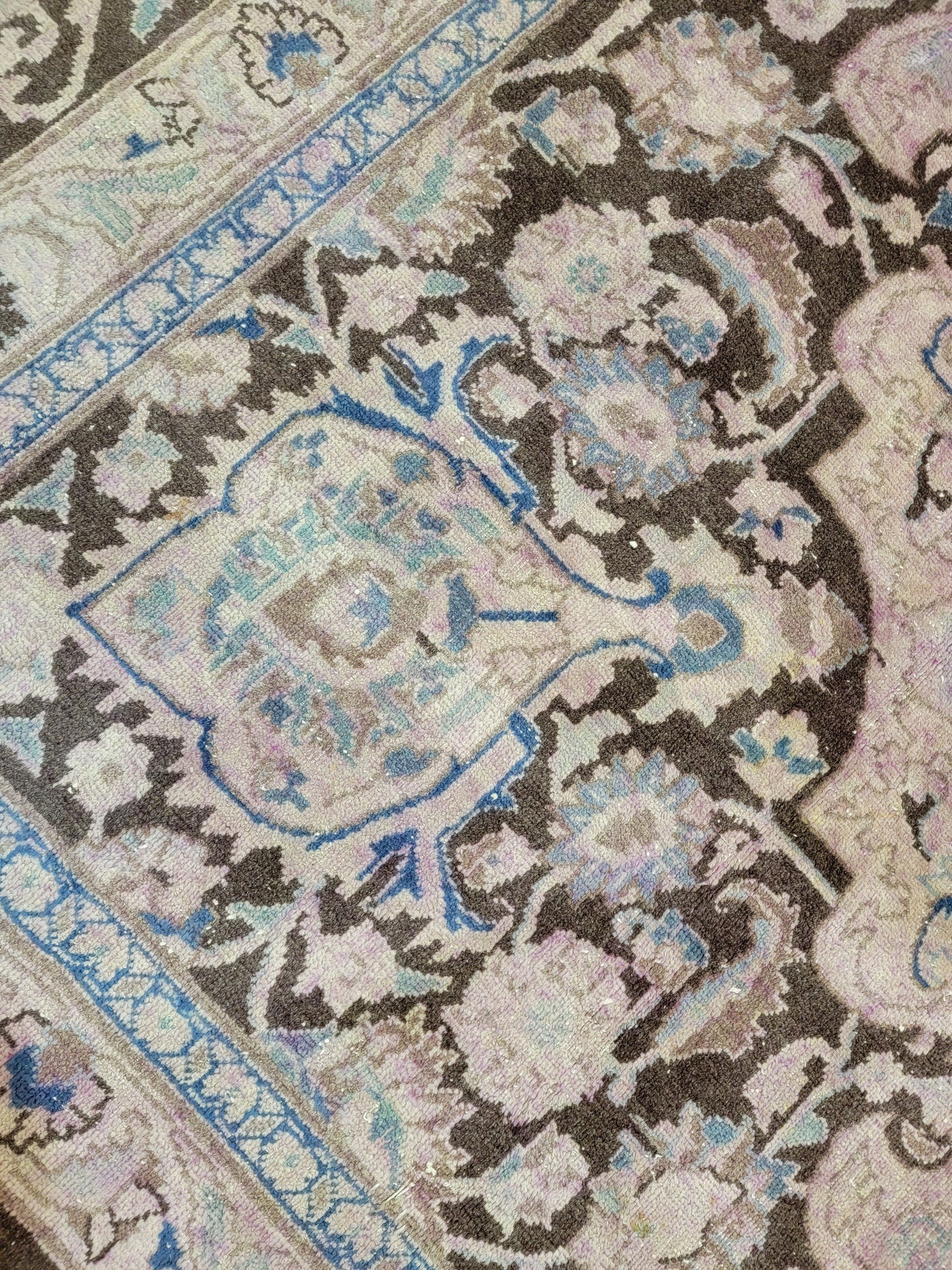 Hand-Knotted Wool Rug Mashad Over Dye 9'9" x 12'3"