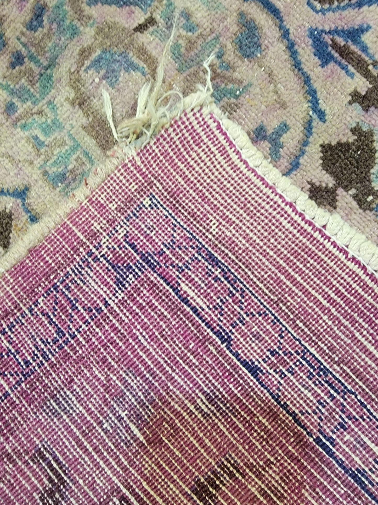 Hand-Knotted Wool Rug Mashad Over Dye 9'9" x 12'3"