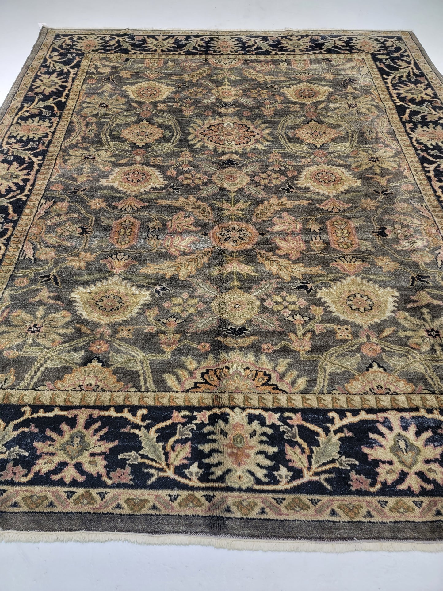 Hand-Knotted Wool Rug Indian 8'3" x 9'10"