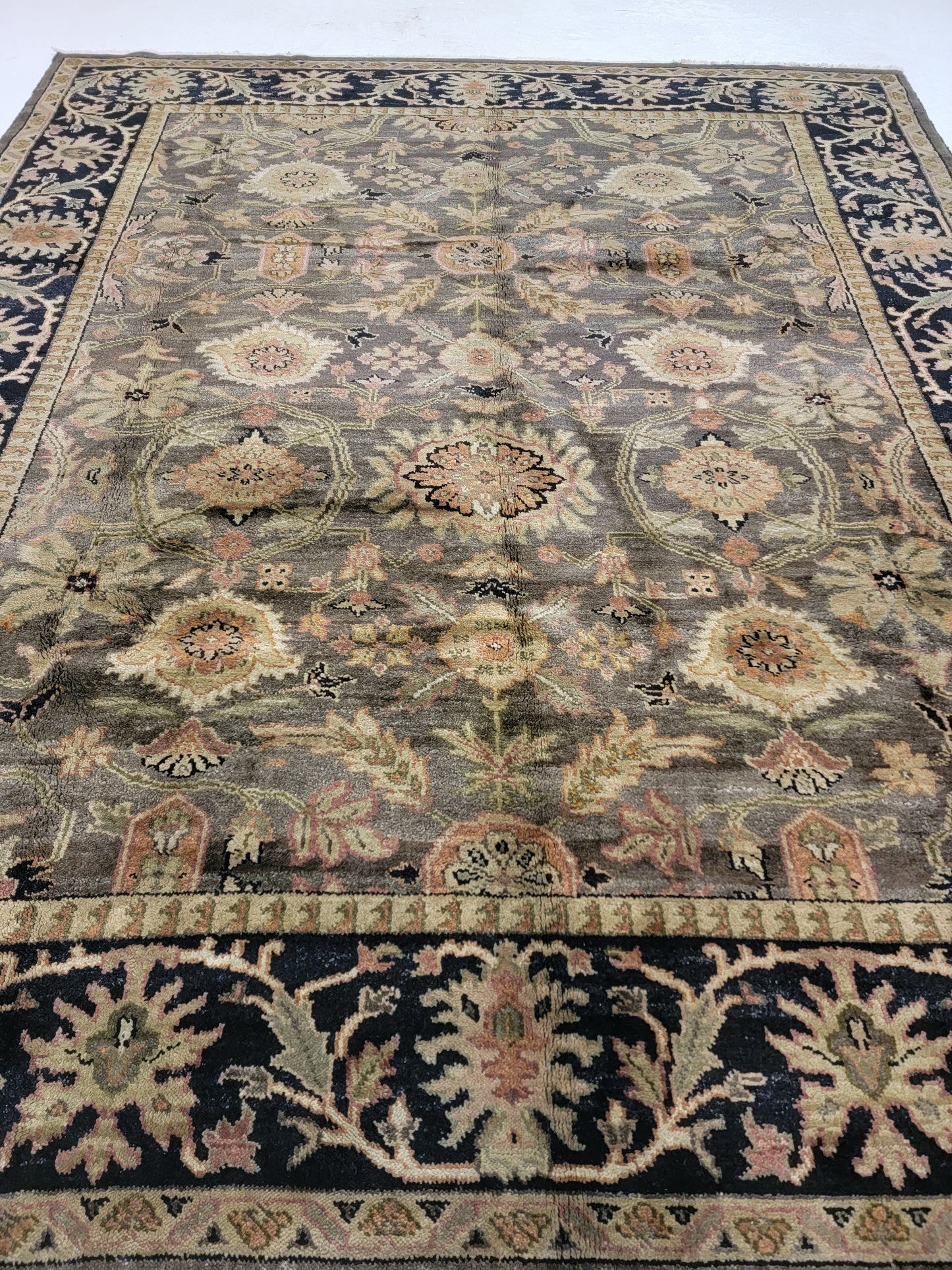 Hand-Knotted Wool Rug Indian 8'3" x 9'10"