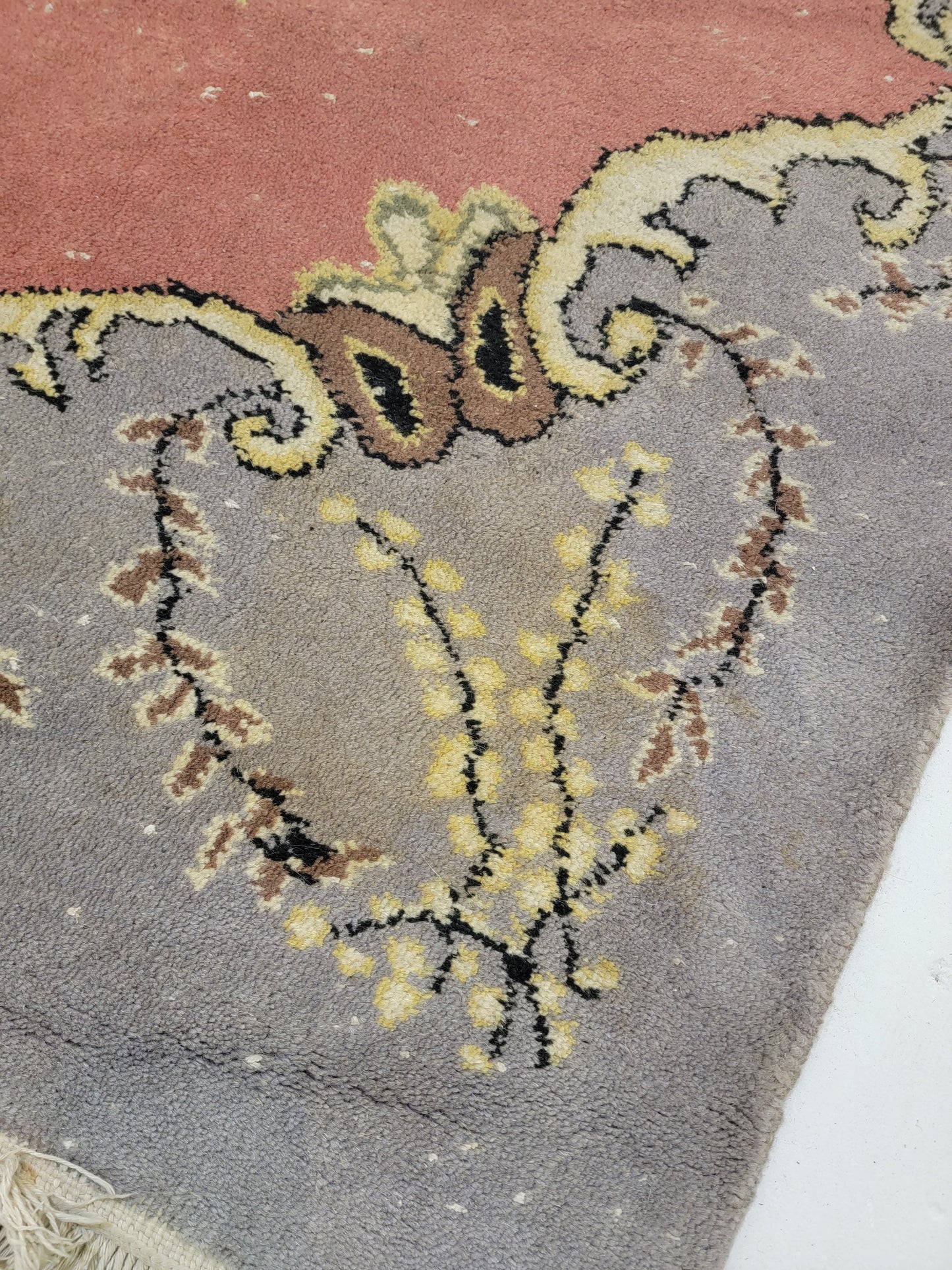 Hand-Knotted Wool Rug Turkish Aubusson 8'9" x 10'3"