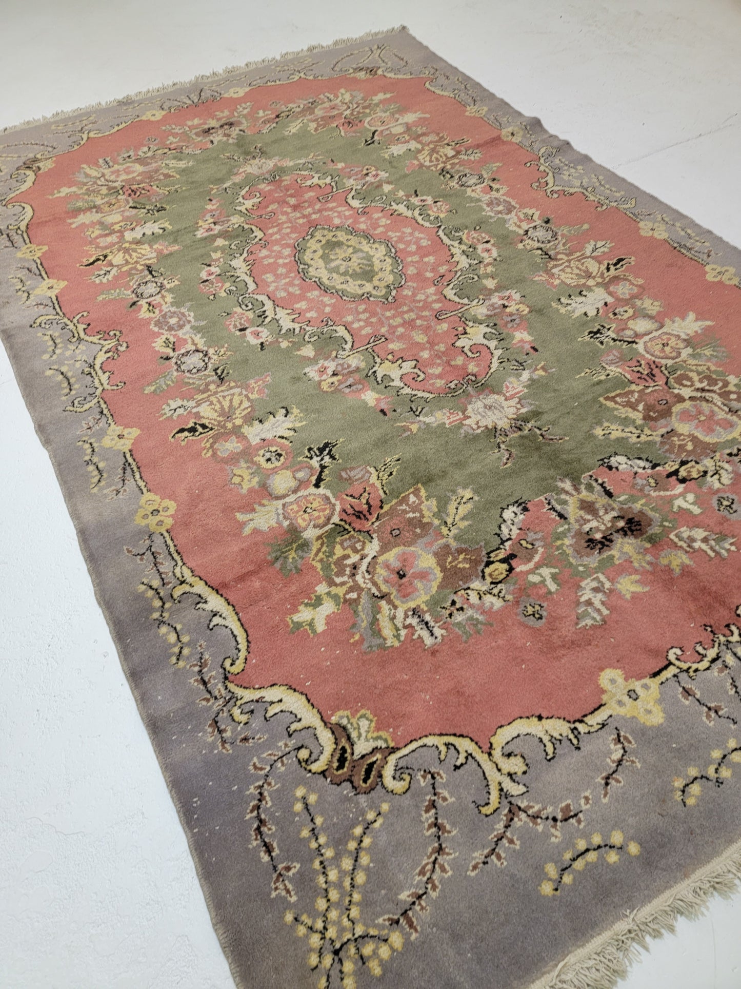 Hand-Knotted Wool Rug Turkish Aubusson 8'9" x 10'3"
