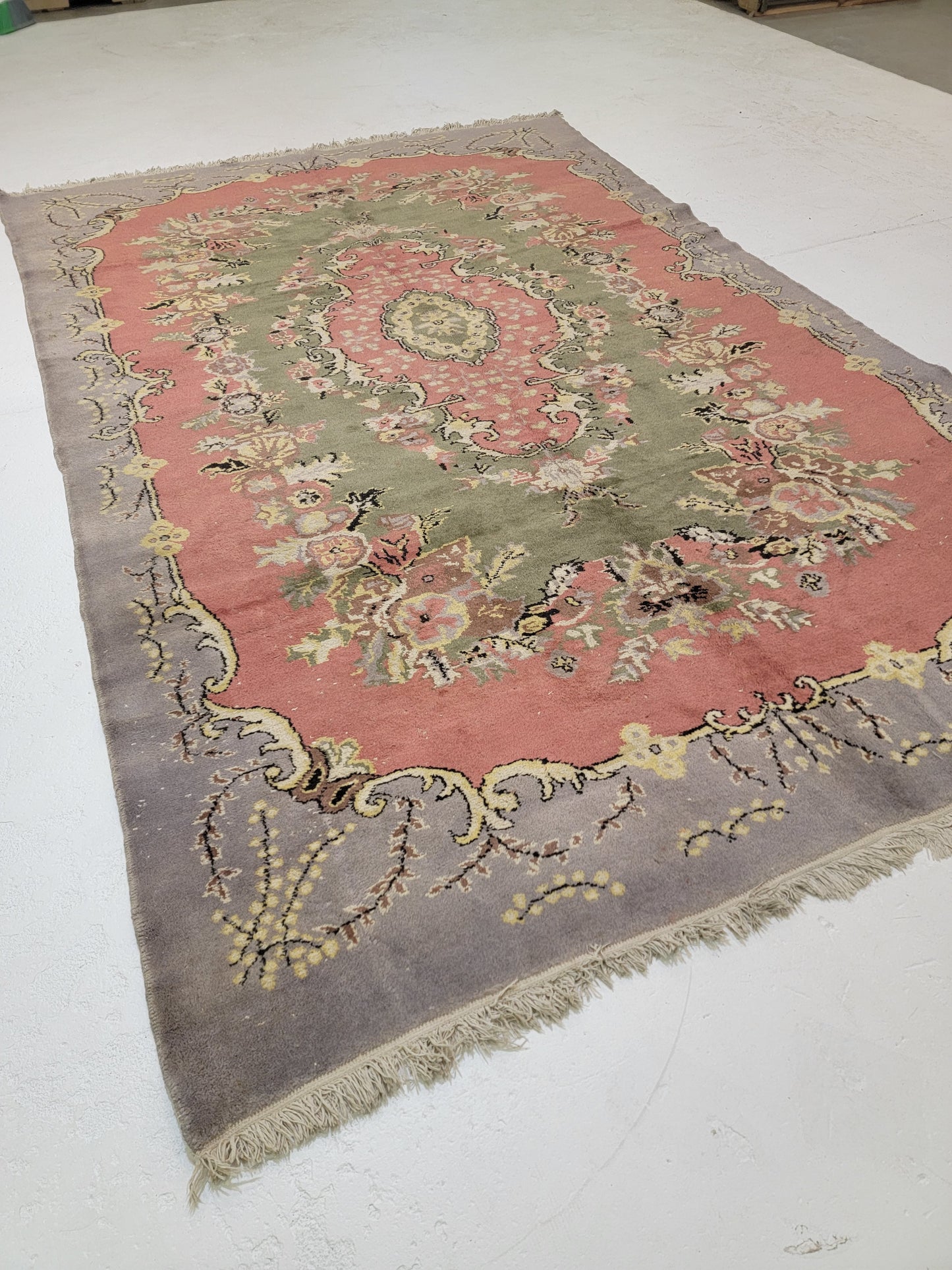Hand-Knotted Wool Rug Turkish Aubusson 8'9" x 10'3"