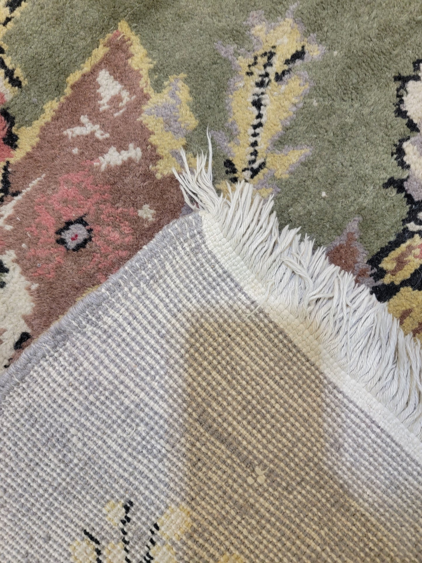 Hand-Knotted Wool Rug Turkish Aubusson 8'9" x 10'3"