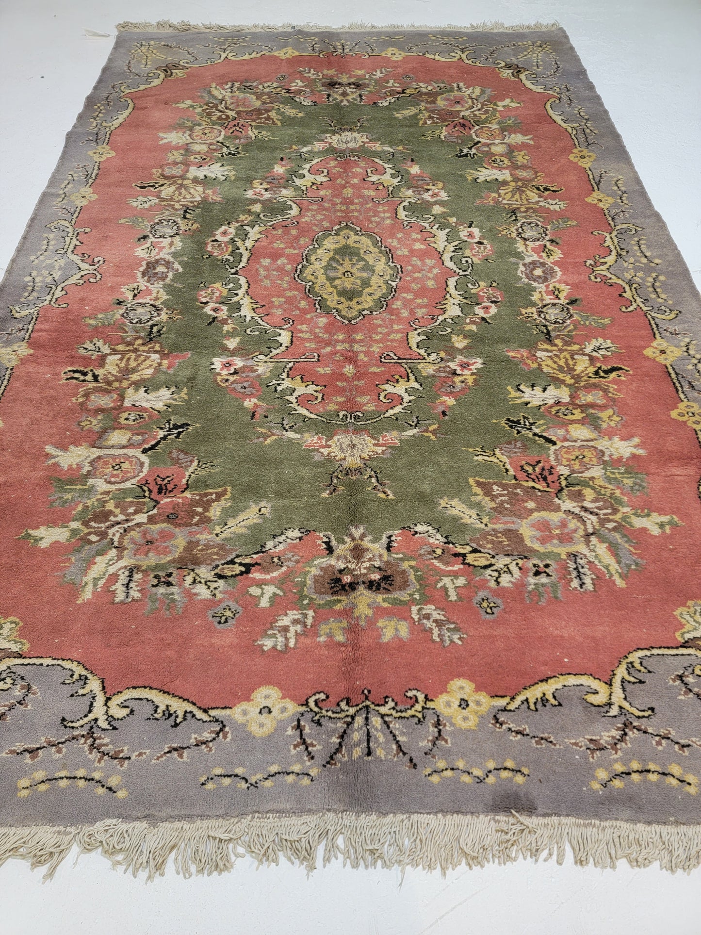 Hand-Knotted Wool Rug Turkish Aubusson 8'9" x 10'3"