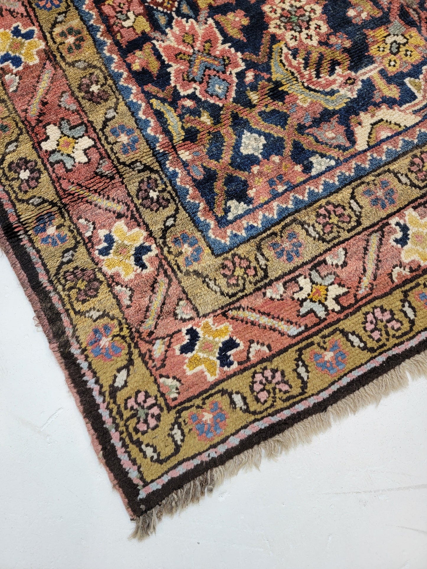 Hand-Knotted Wool Gallery Size Kurdish Sanandaj 4'7" x 10'