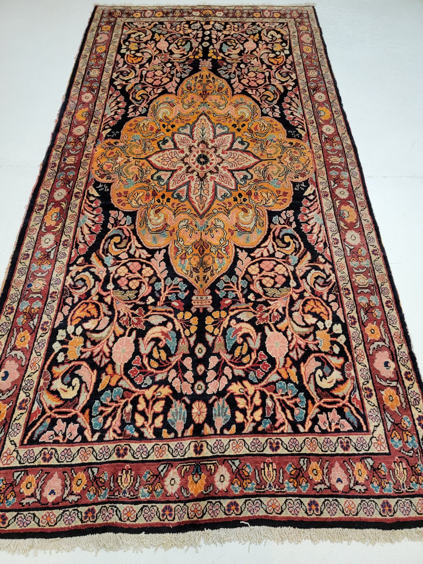 Hand-Knotted Wool Gallery Size Arak 5'1" x 10'4"