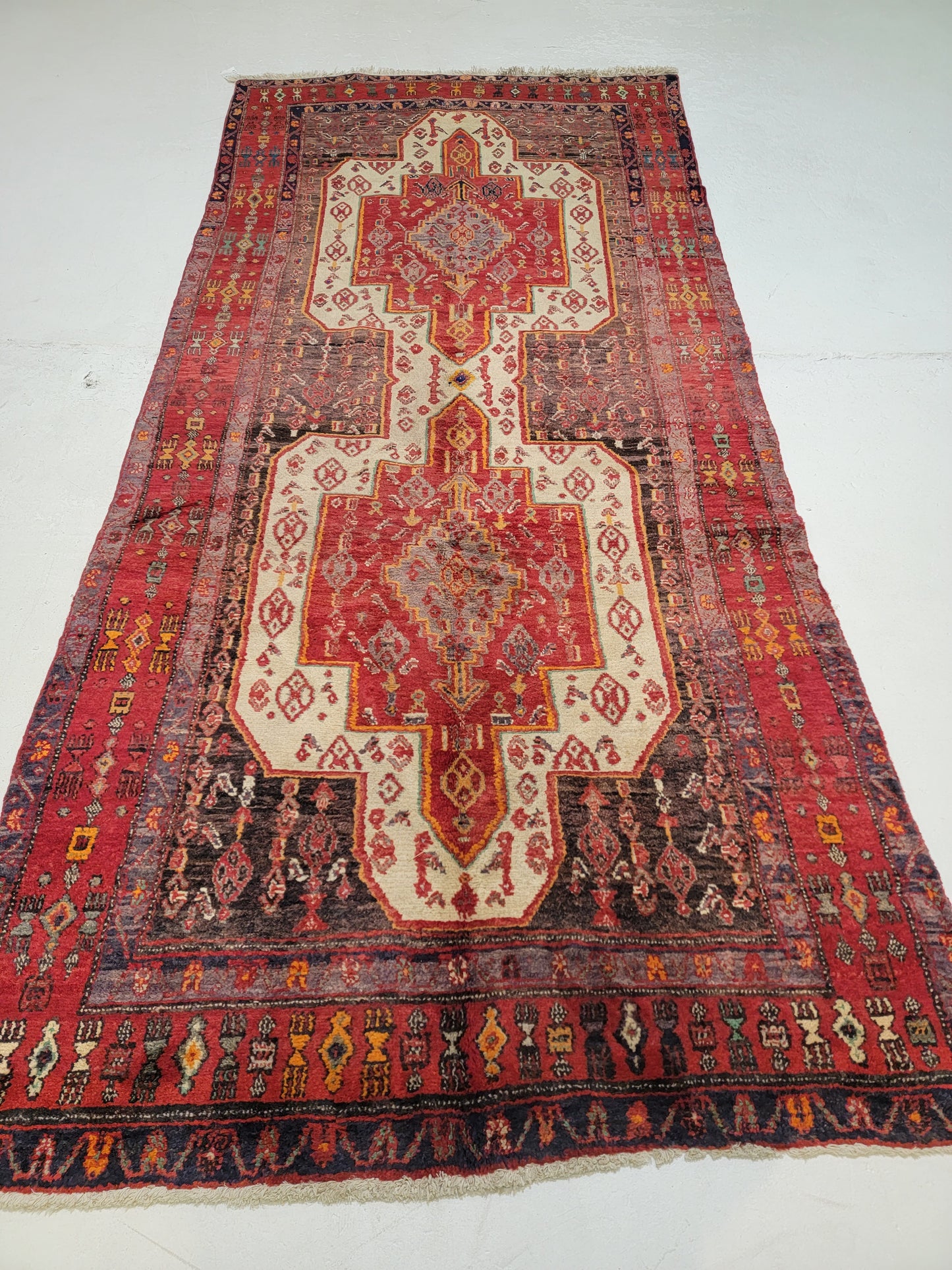 Hand-Knotted Wool Gallery Size Kurdish Senneh 4'6" x 9'9"