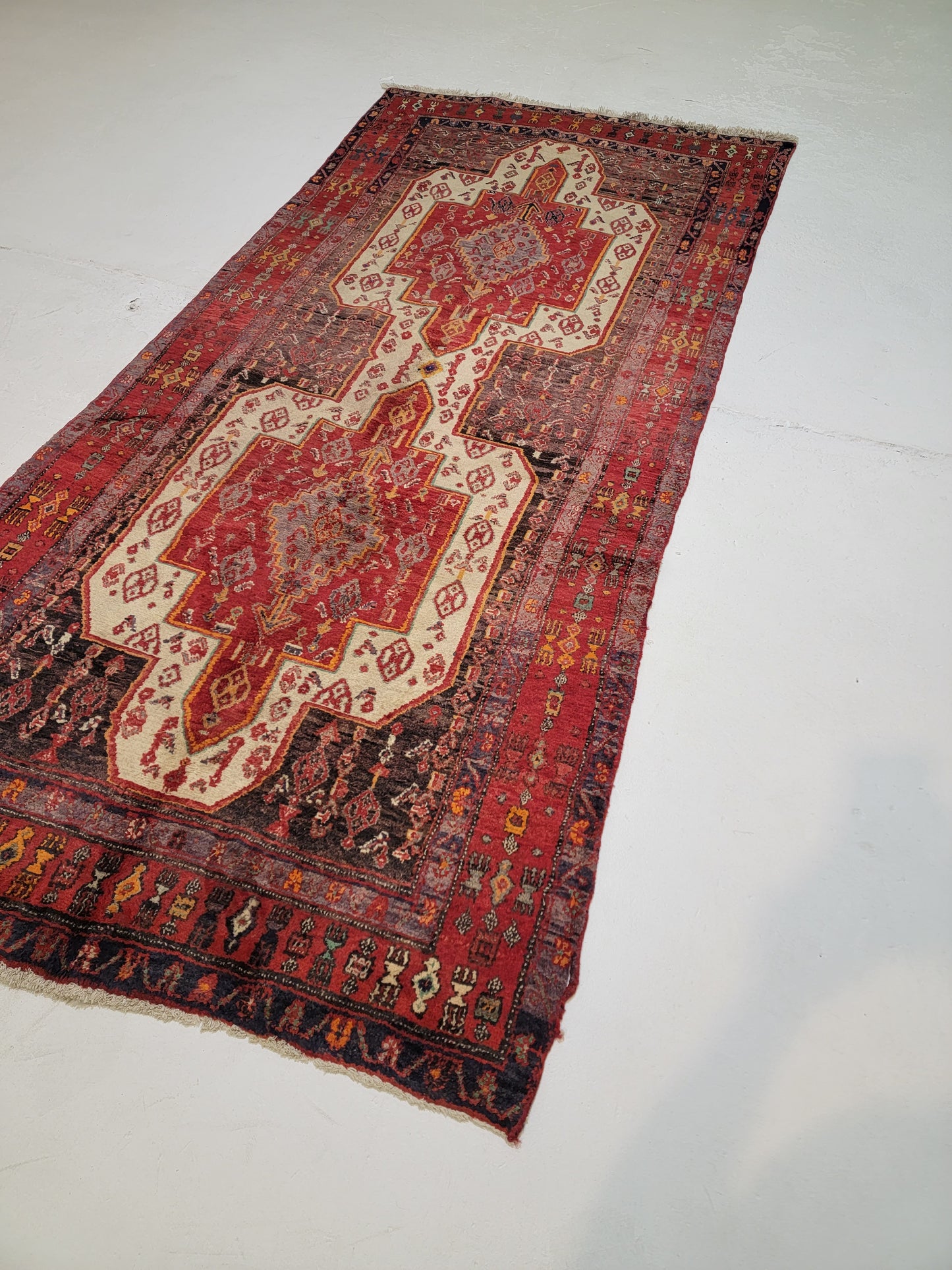 Hand-Knotted Wool Gallery Size Kurdish Senneh 4'6" x 9'9"