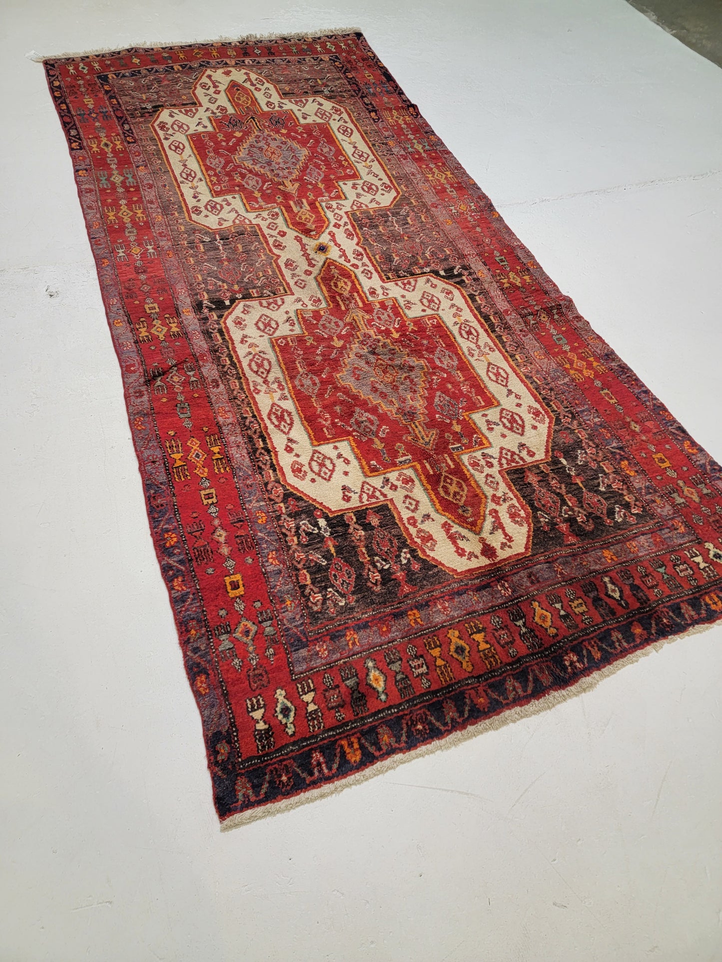 Hand-Knotted Wool Gallery Size Kurdish Senneh 4'6" x 9'9"