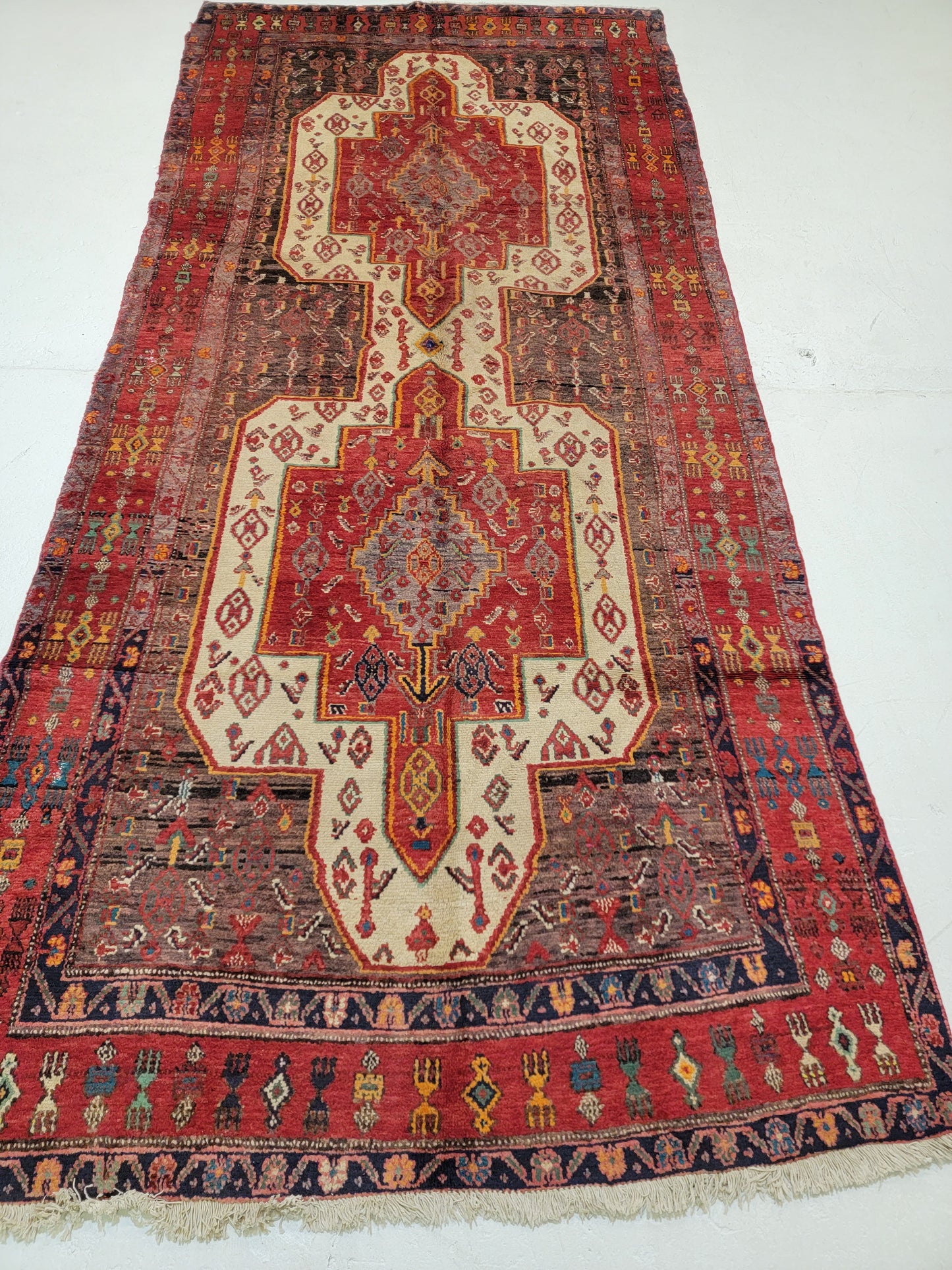 Hand-Knotted Wool Gallery Size Kurdish Senneh 4'6" x 9'9"