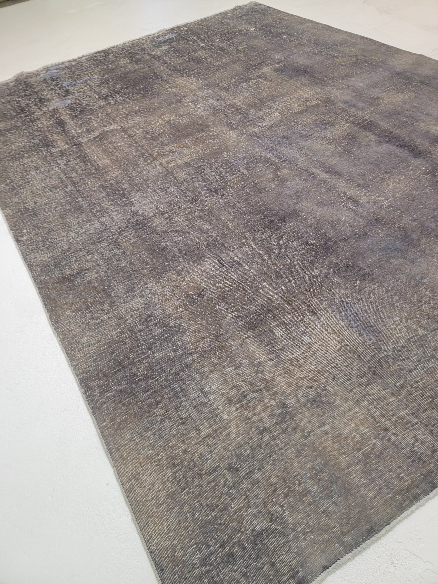 Hand-Knotted Wool Rug Tabriz Distressed Over Dye 9'1" x 12'5"