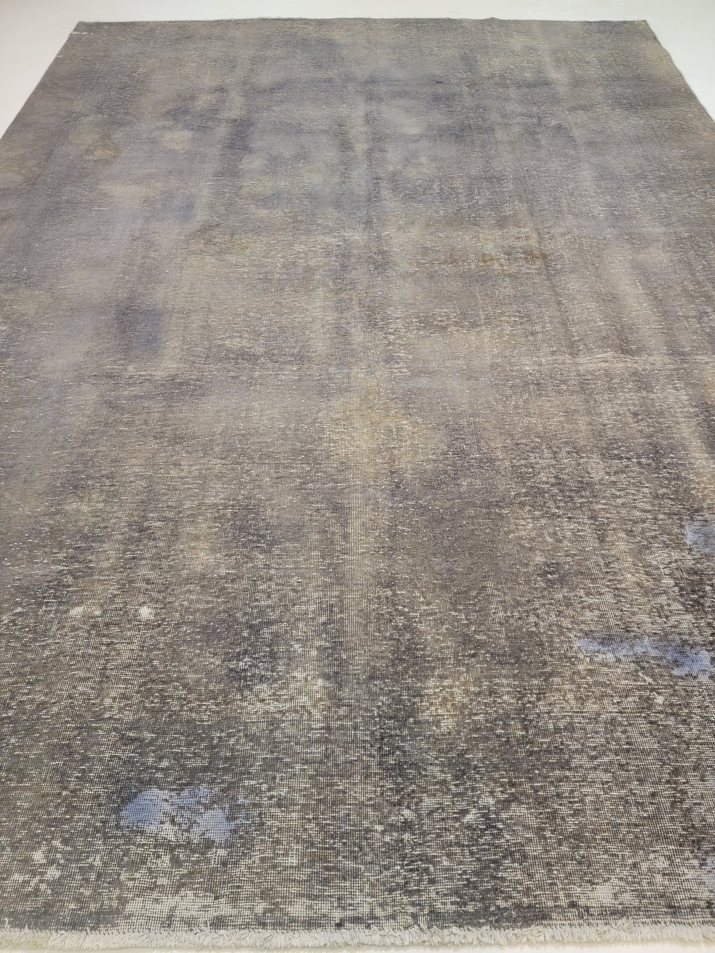 Hand-Knotted Wool Rug Tabriz Distressed Over Dye 9'1" x 12'5"