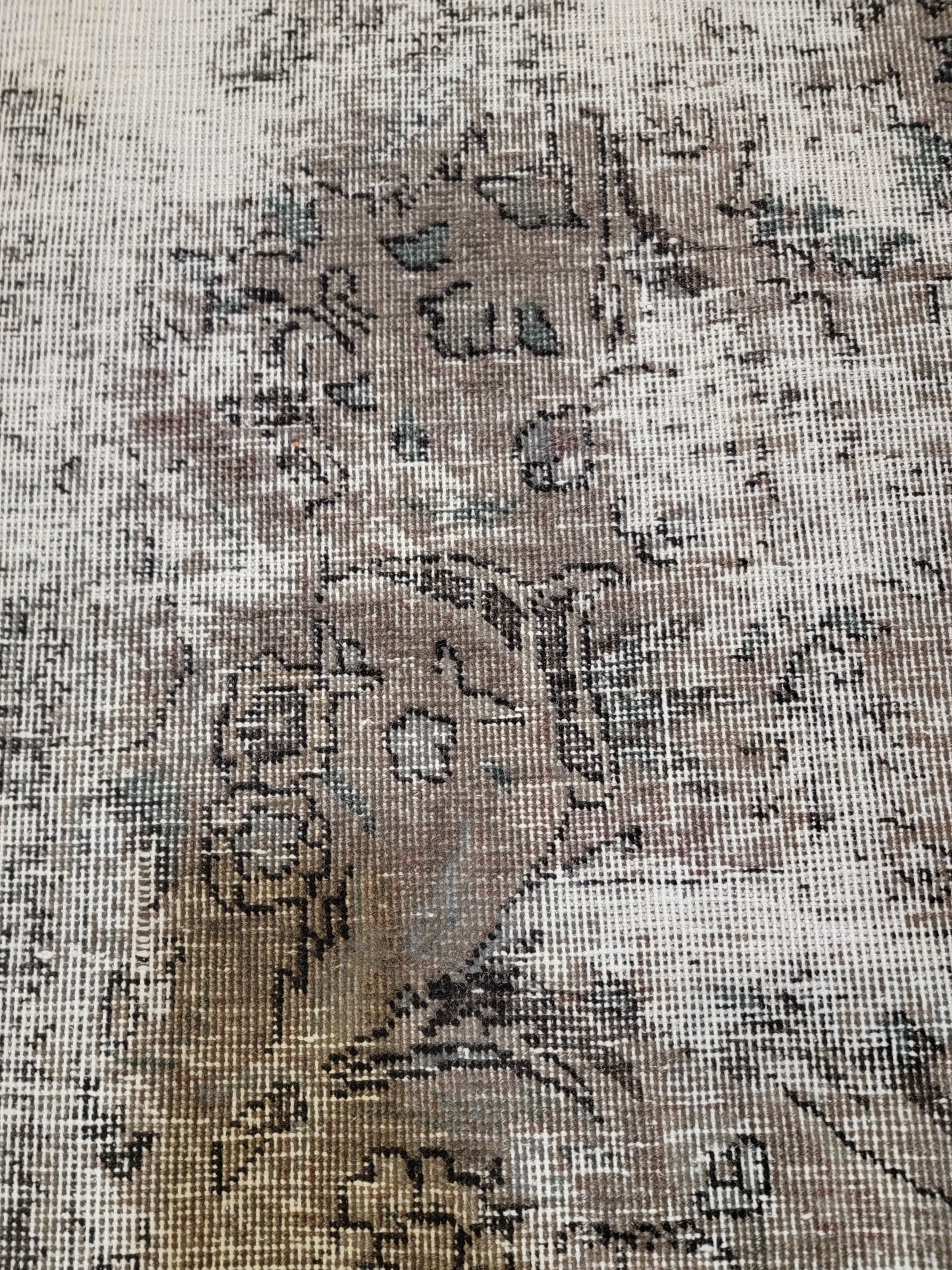 Hand-Knotted Wool Rug Tabriz Distressed Over Dye 9'6" x 12'10"