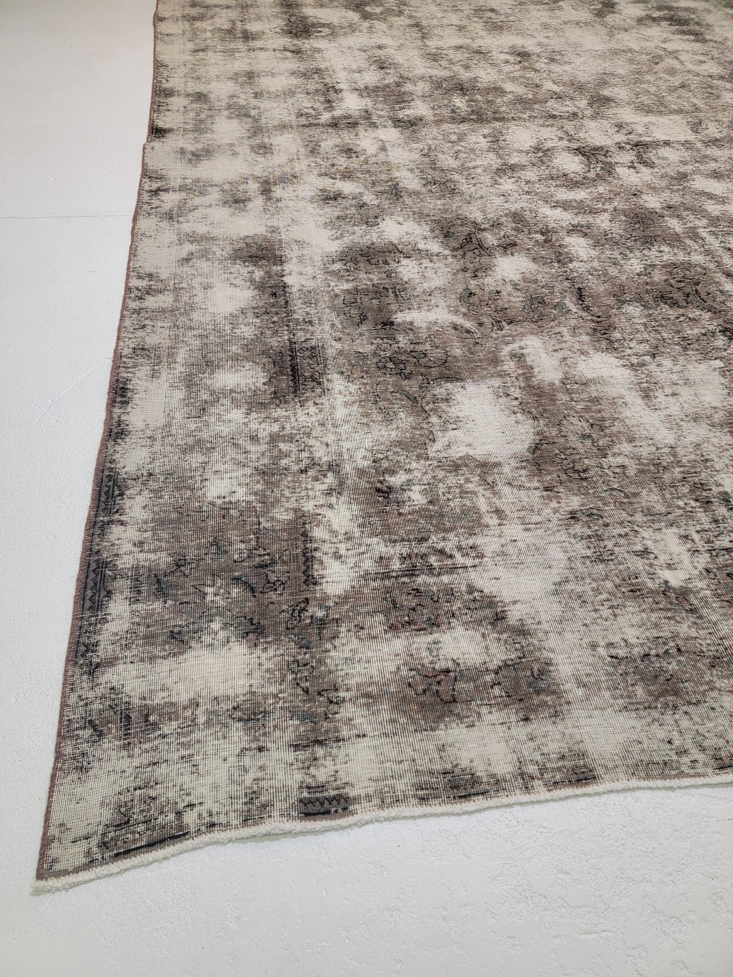 Hand-Knotted Wool Rug Tabriz Distressed Over Dye 9'6" x 12'10"
