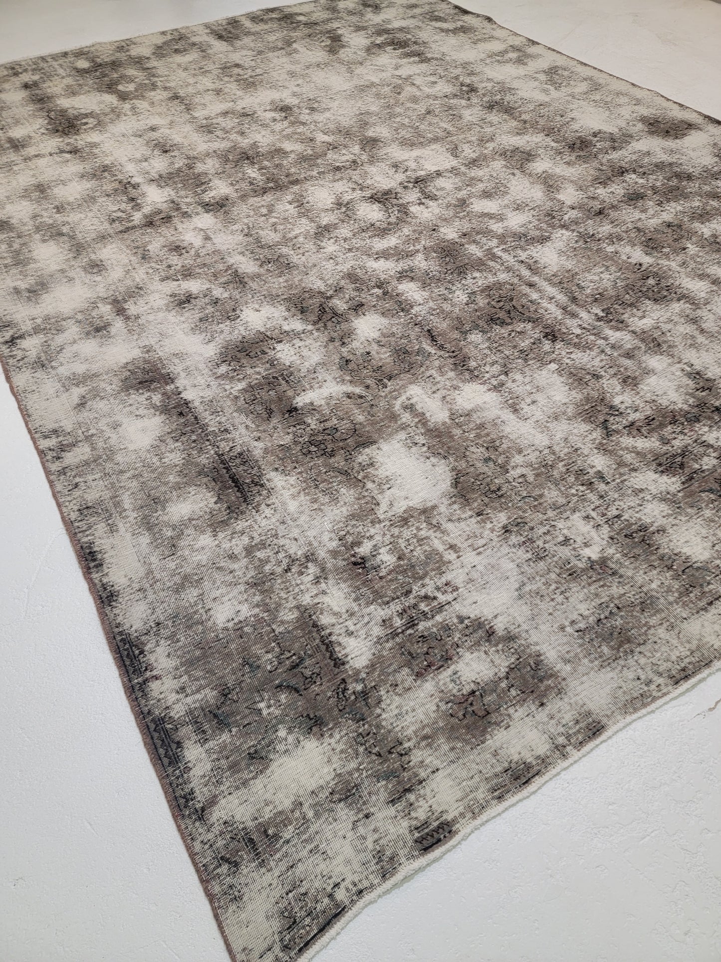 Hand-Knotted Wool Rug Tabriz Distressed Over Dye 9'6" x 12'10"