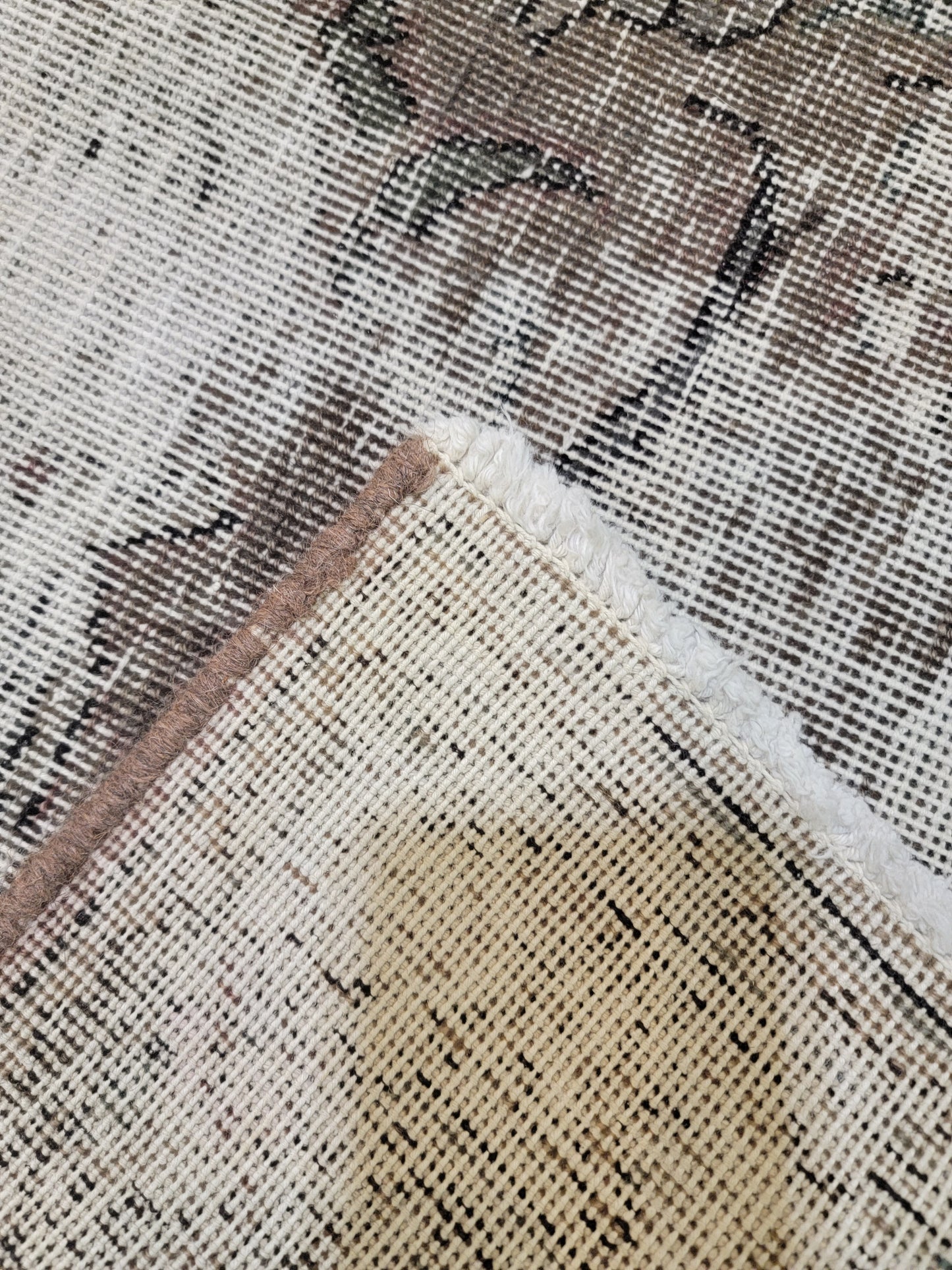 Hand-Knotted Wool Rug Tabriz Distressed Over Dye 9'6" x 12'10"