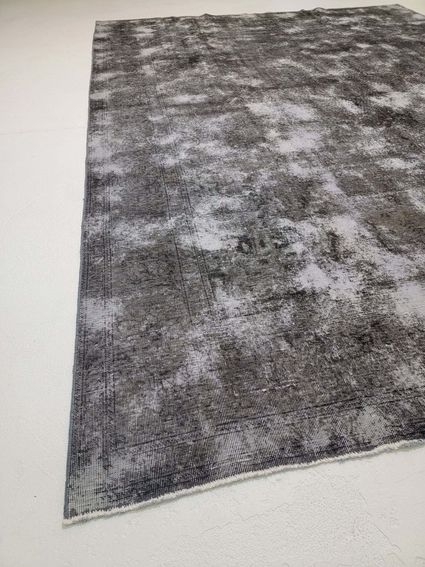 Hand-Knotted Wool Rug Tabriz Distressed Over Dye 9'7" x 12'9"