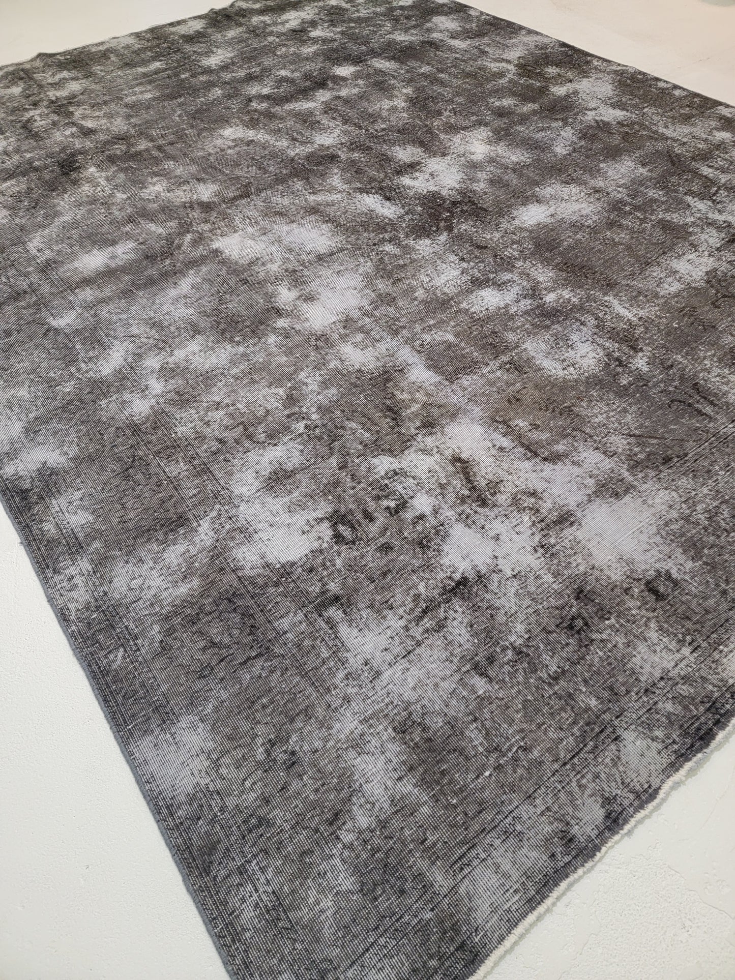 Hand-Knotted Wool Rug Tabriz Distressed Over Dye 9'7" x 12'9"