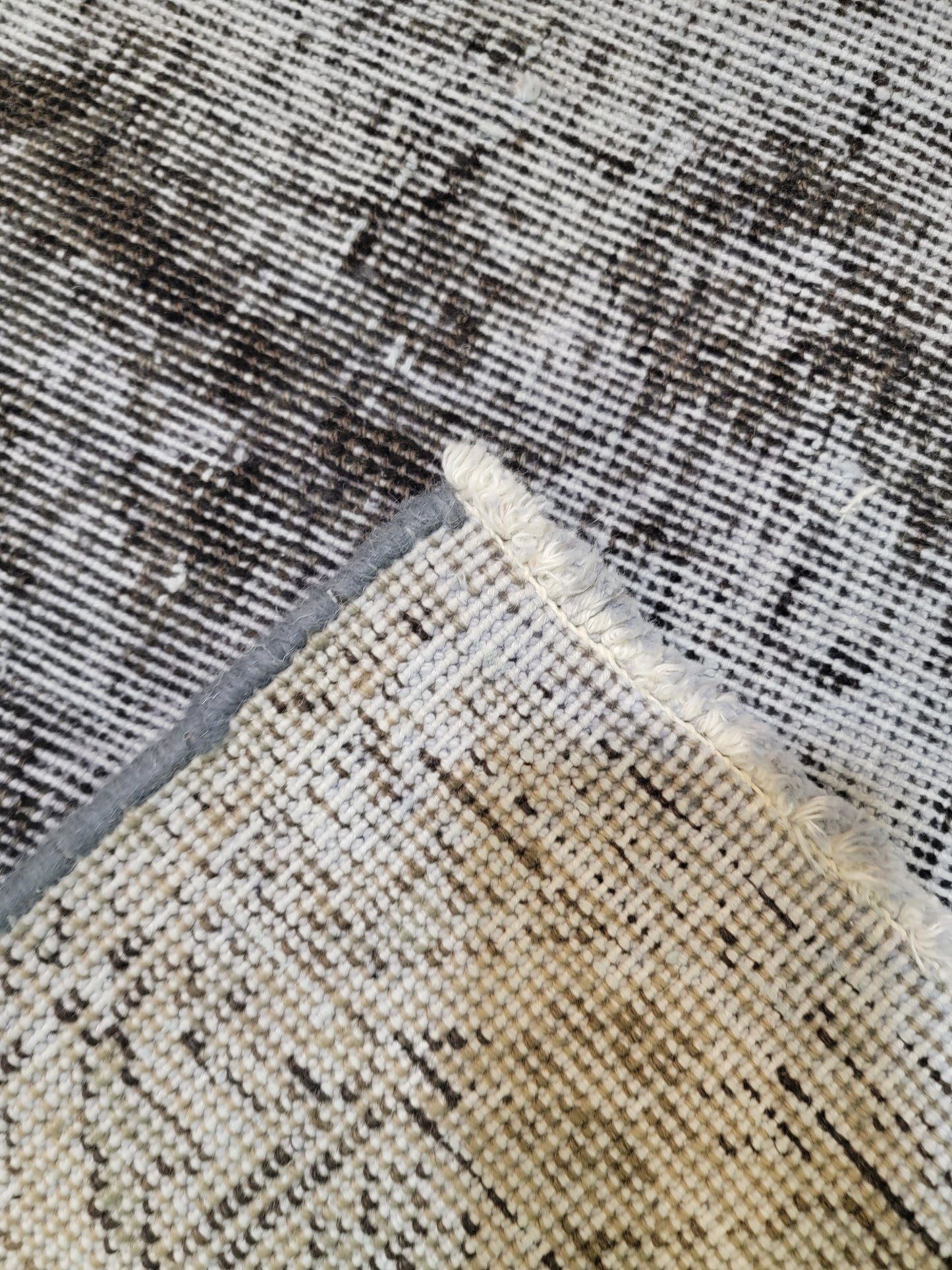 Hand-Knotted Wool Rug Tabriz Distressed Over Dye 9'7" x 12'9"
