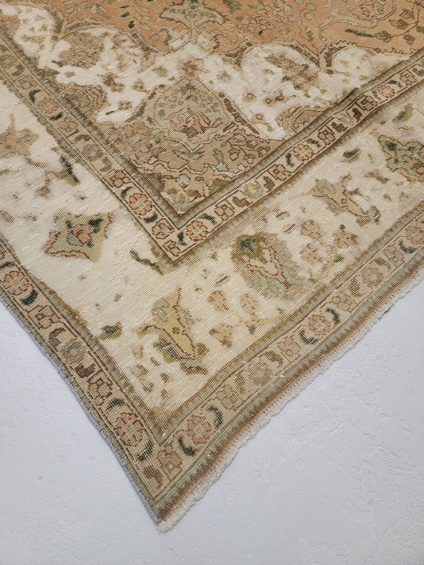 Hand-Knotted Wool Rug Tabriz Distressed 8'7" x 12'8"