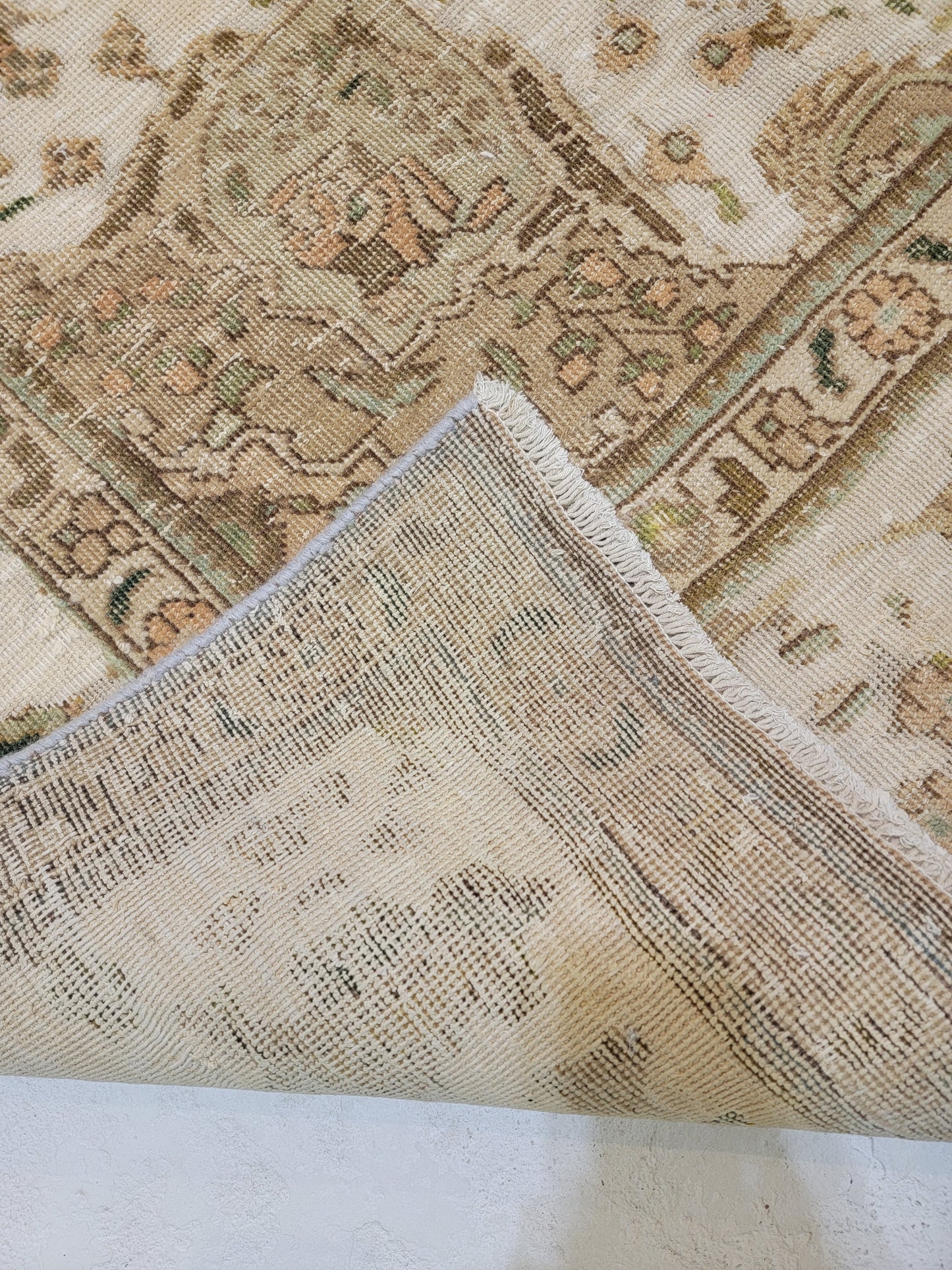 Hand-Knotted Wool Rug Tabriz Distressed 8'7" x 12'8"