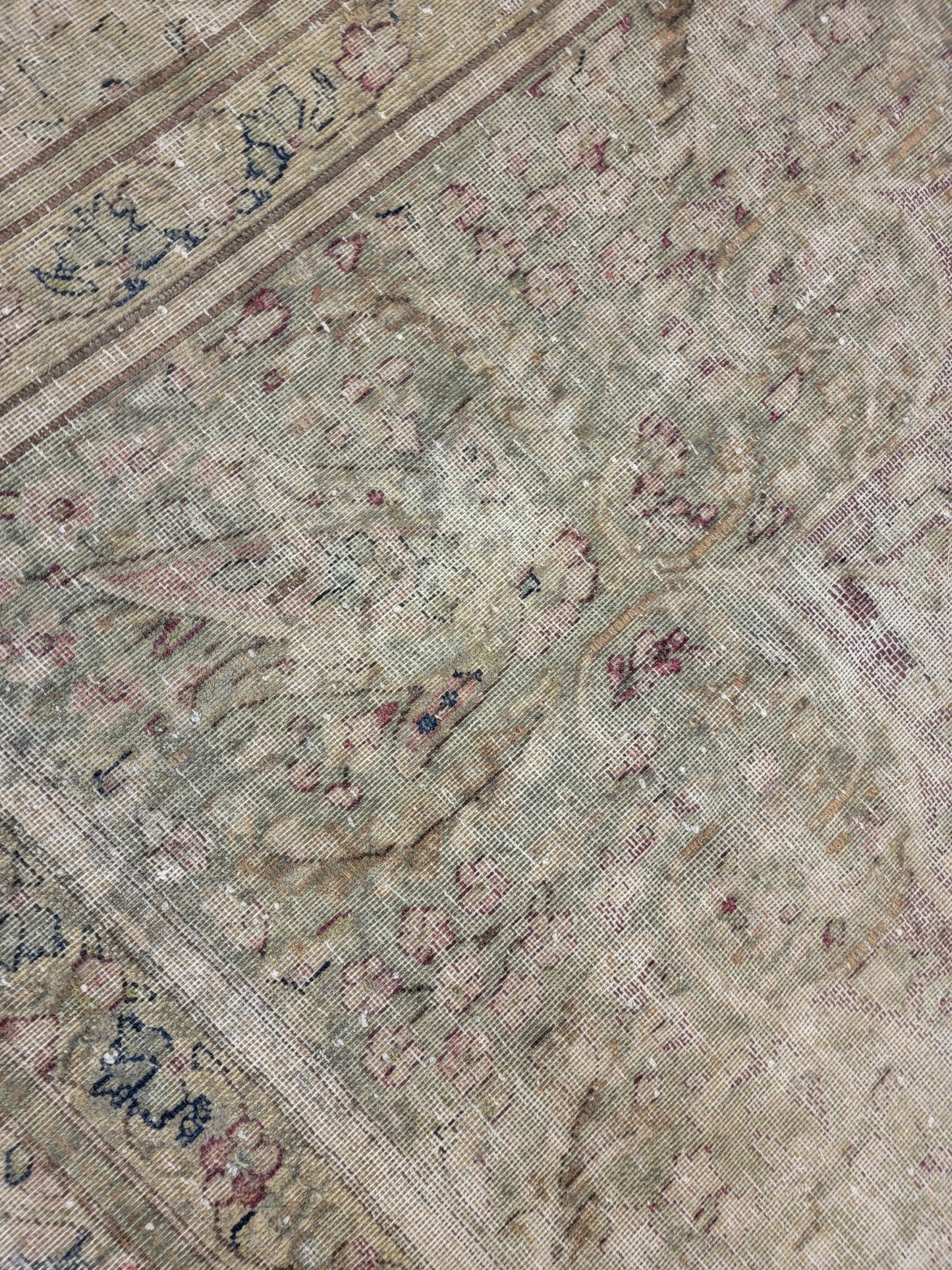 Hand-Knotted Wool Rug Tabriz Distressed 9'7" x 12'9"