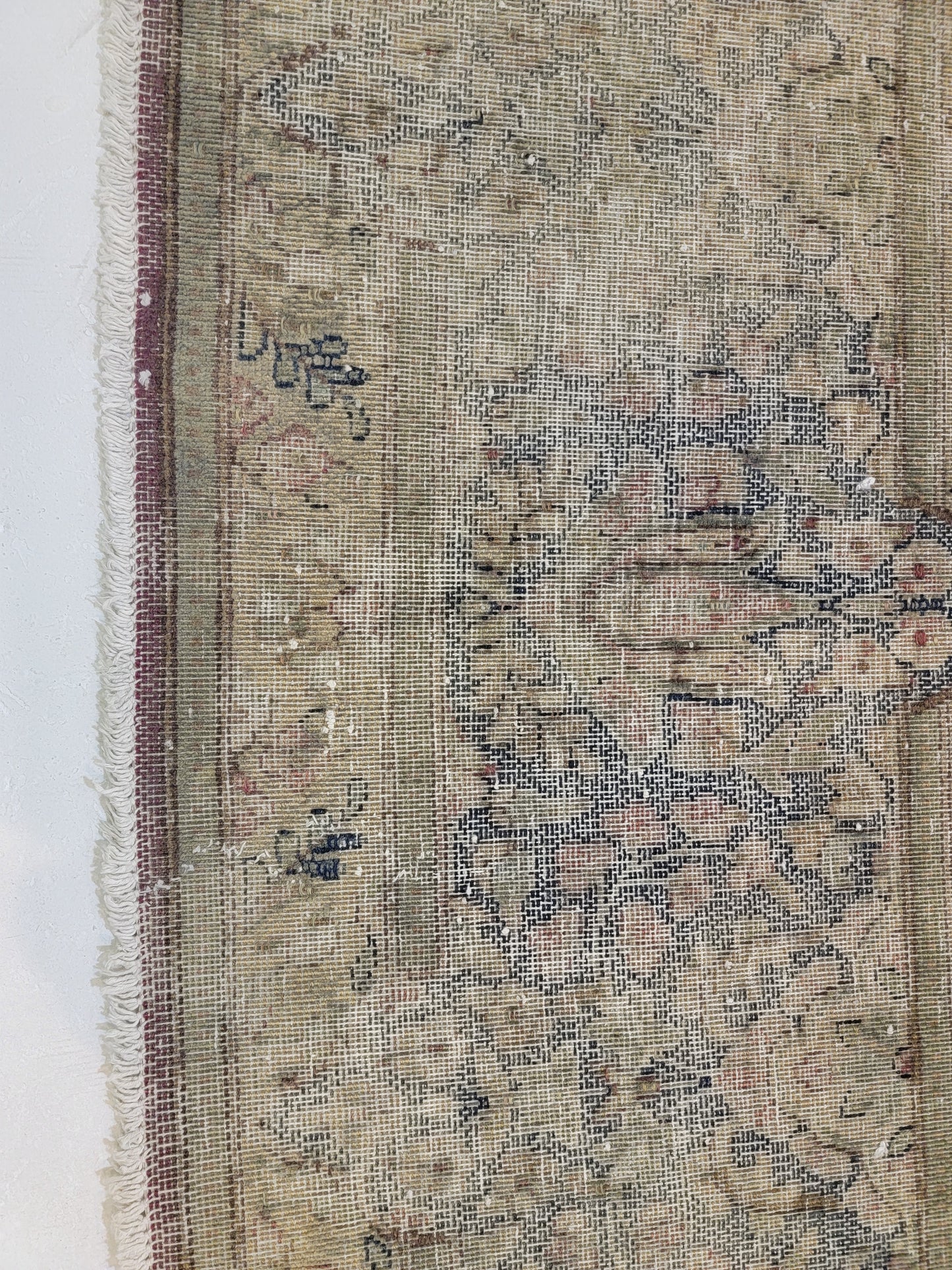Hand-Knotted Wool Rug Tabriz Distressed 9'7" x 12'9"