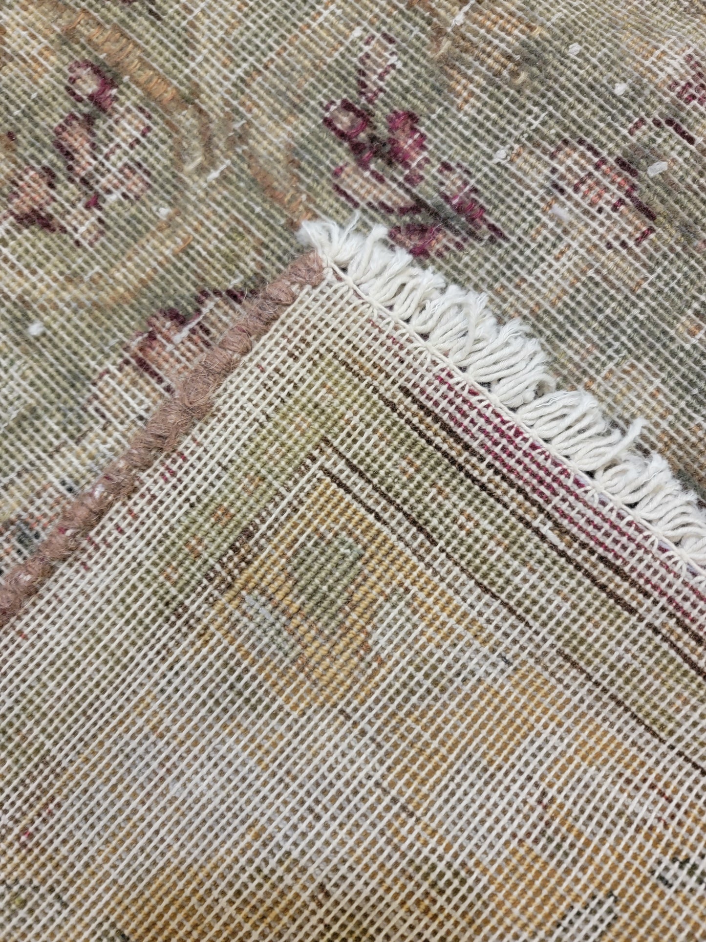 Hand-Knotted Wool Rug Tabriz Distressed 9'7" x 12'9"