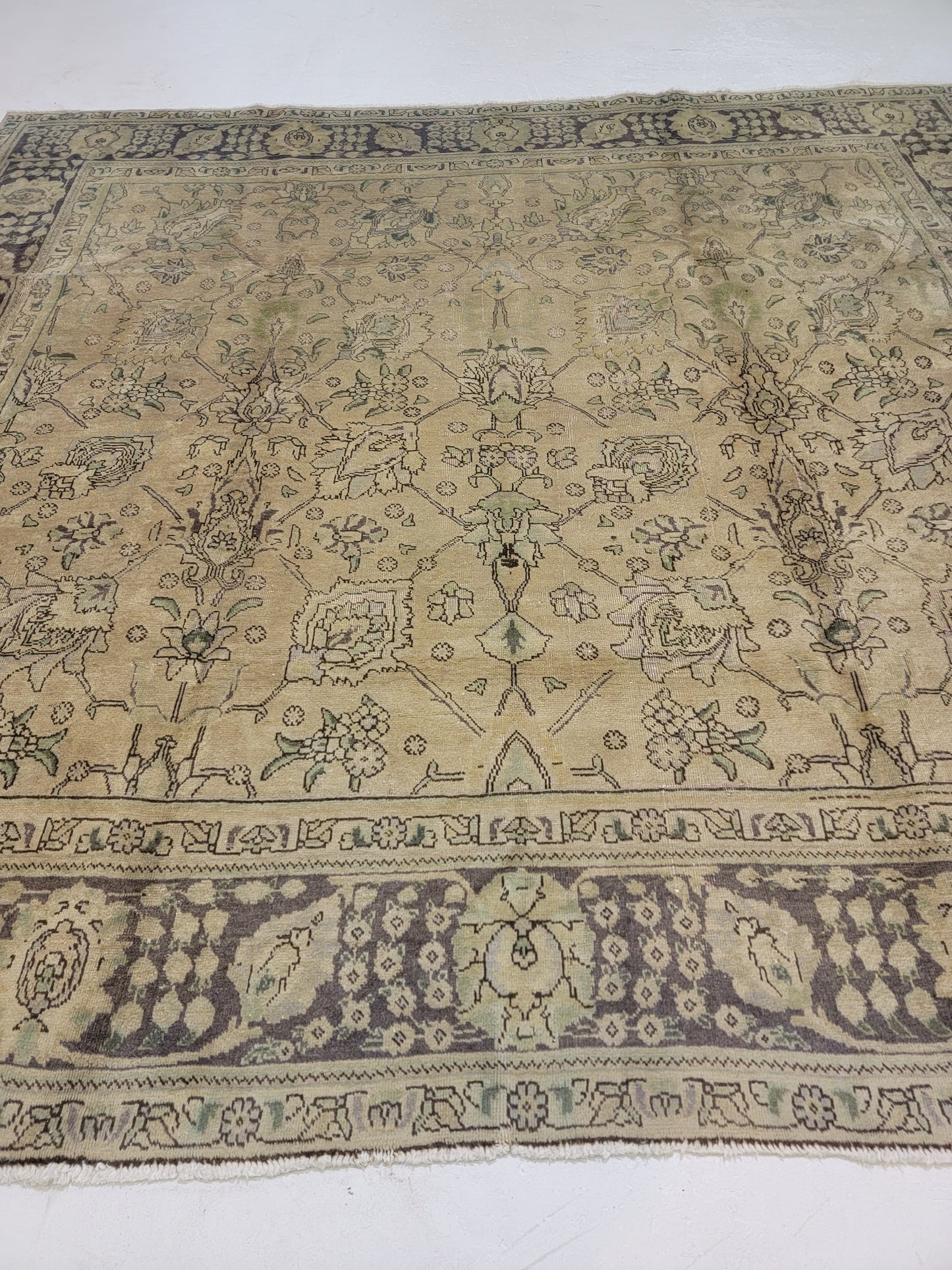 Hand-Knotted Wool Rug Tabriz 8'10" x 9'5"