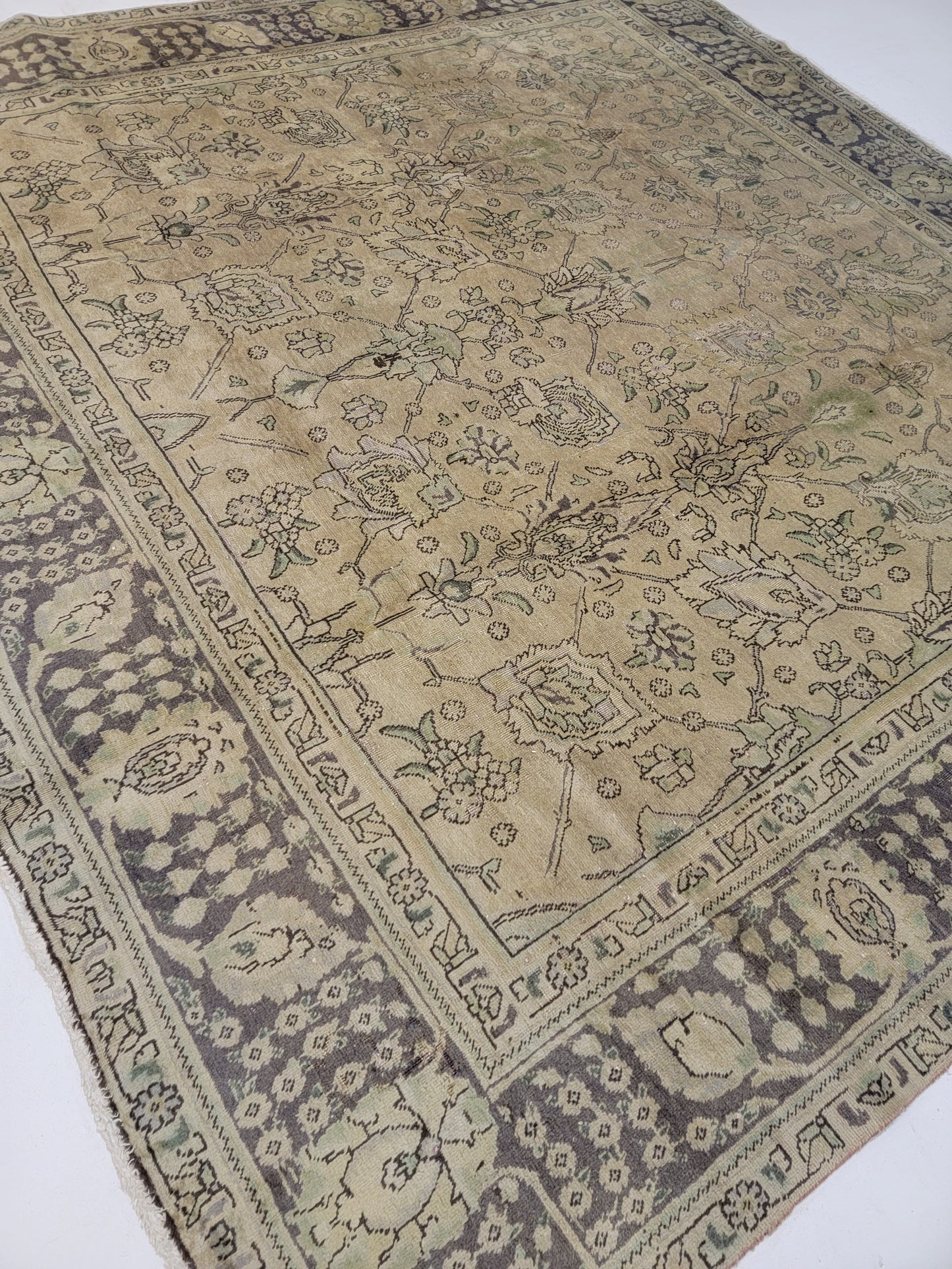 Hand-Knotted Wool Rug Tabriz 8'10" x 9'5"
