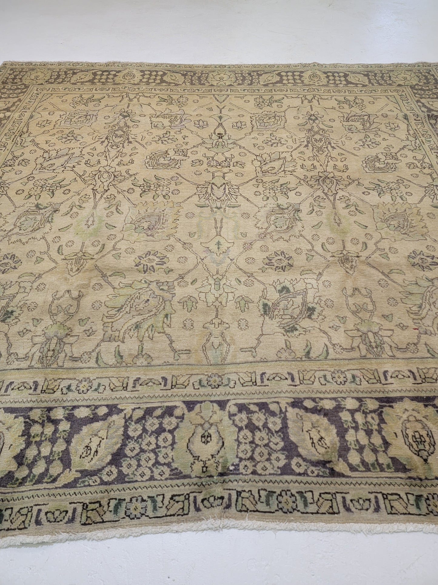 Hand-Knotted Wool Rug Tabriz 8'10" x 9'5"