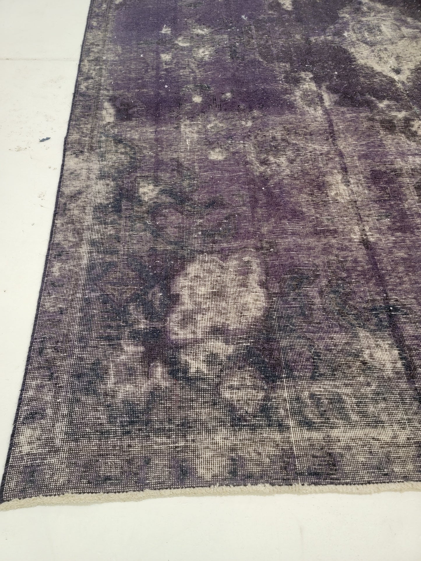 Hand-Knotted Wool Rug Tabriz Distressed Over Dye 7'10" x 10'10"