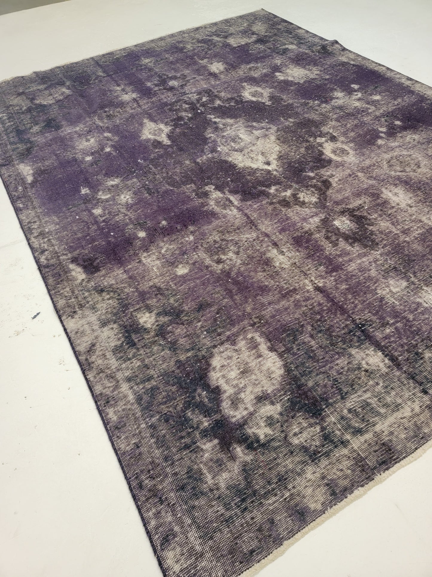 Hand-Knotted Wool Rug Tabriz Distressed Over Dye 7'10" x 10'10"