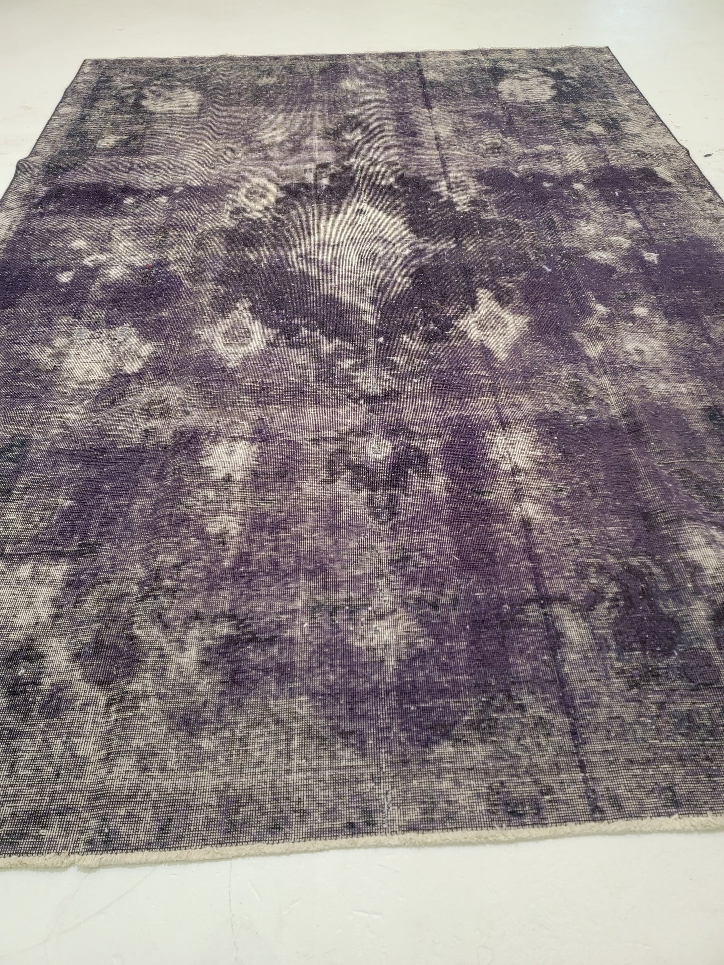 Hand-Knotted Wool Rug Tabriz Distressed Over Dye 7'10" x 10'10"