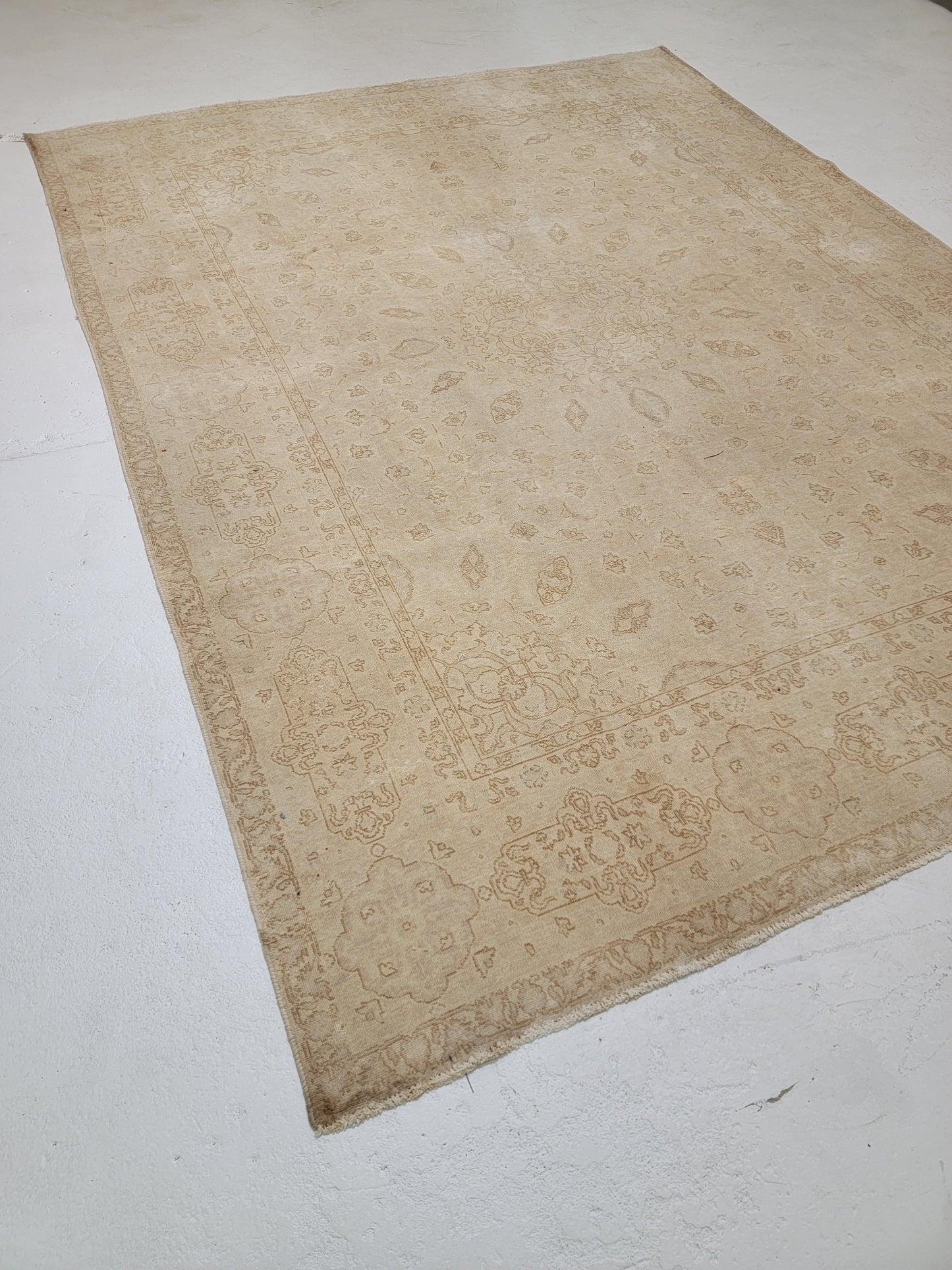 Hand-Knotted Wool Rug Tabriz Distressed 8' x 10'6"