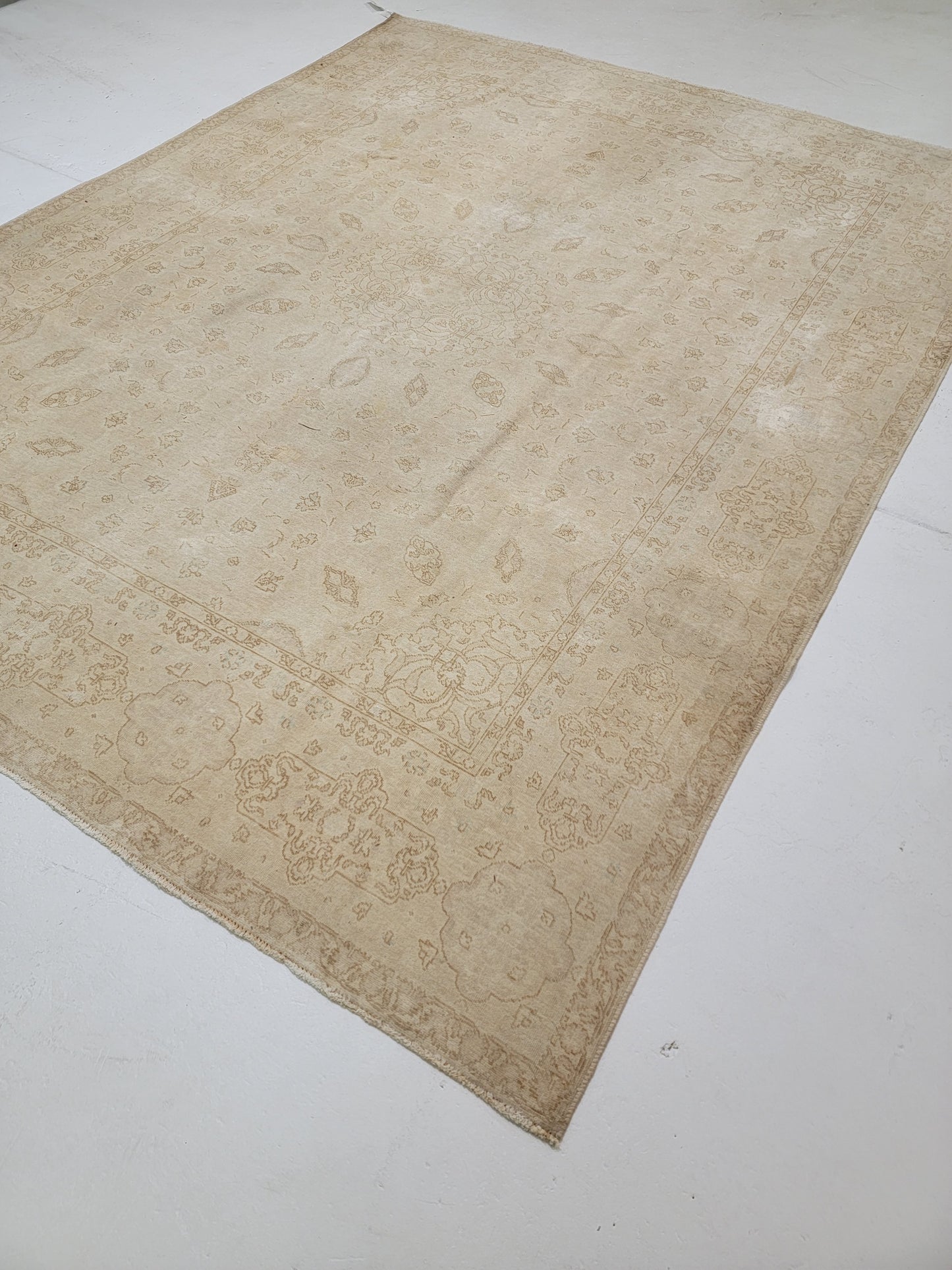 Hand-Knotted Wool Rug Tabriz Distressed 8' x 10'6"