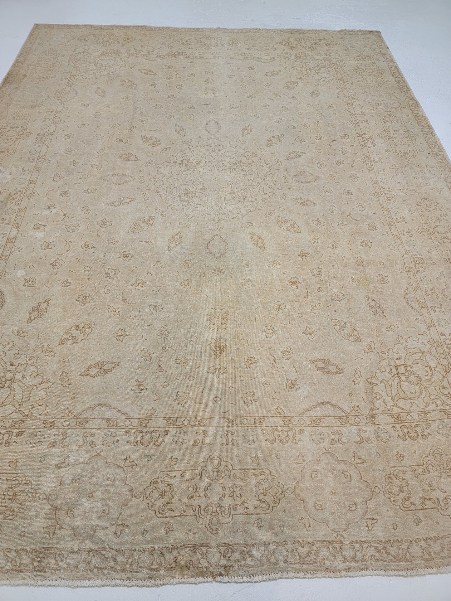 Hand-Knotted Wool Rug Tabriz Distressed 8' x 10'6"