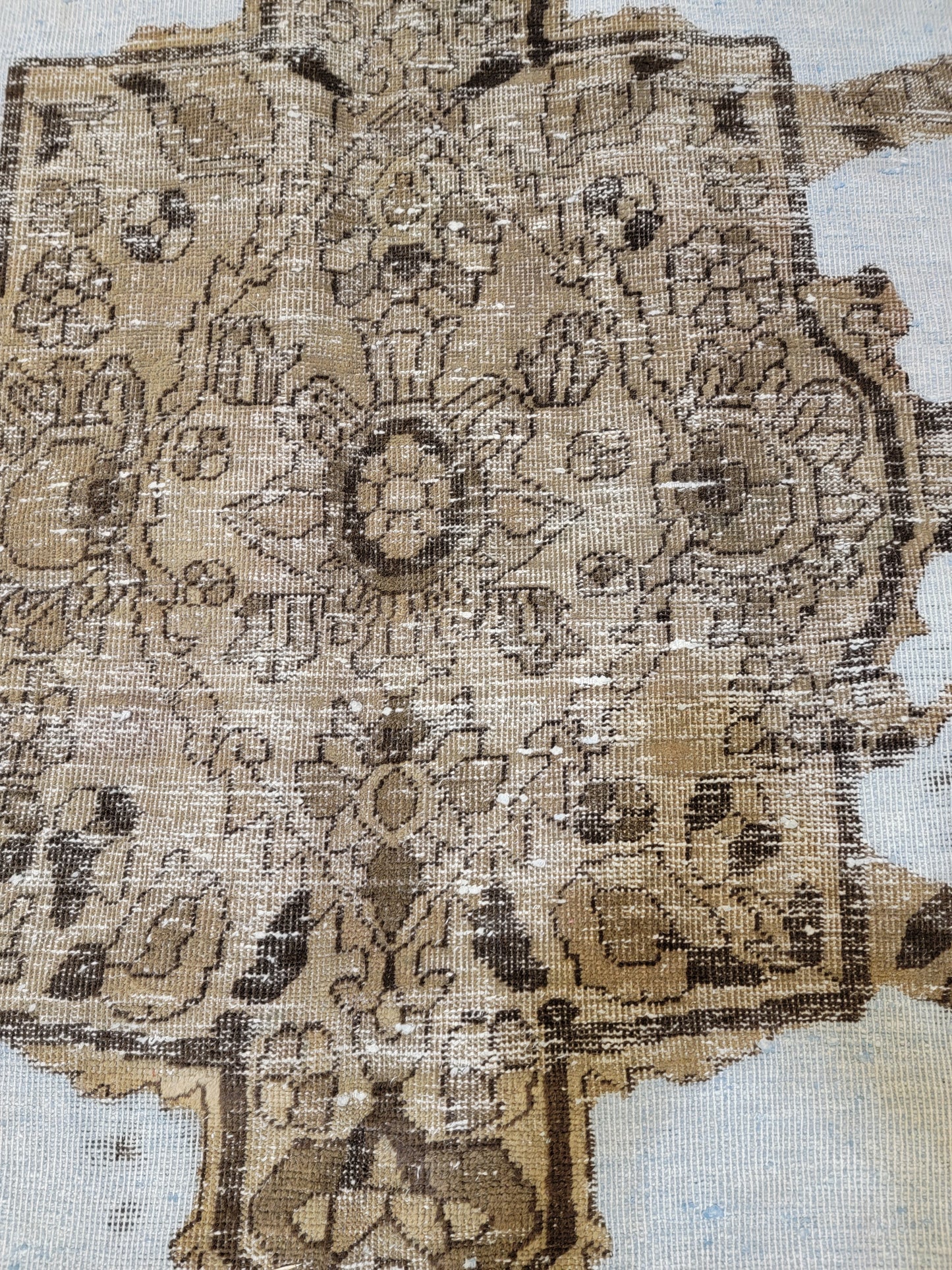 Hand-Knotted Wool Rug Tabriz Distressed 6'7" x 10'2"