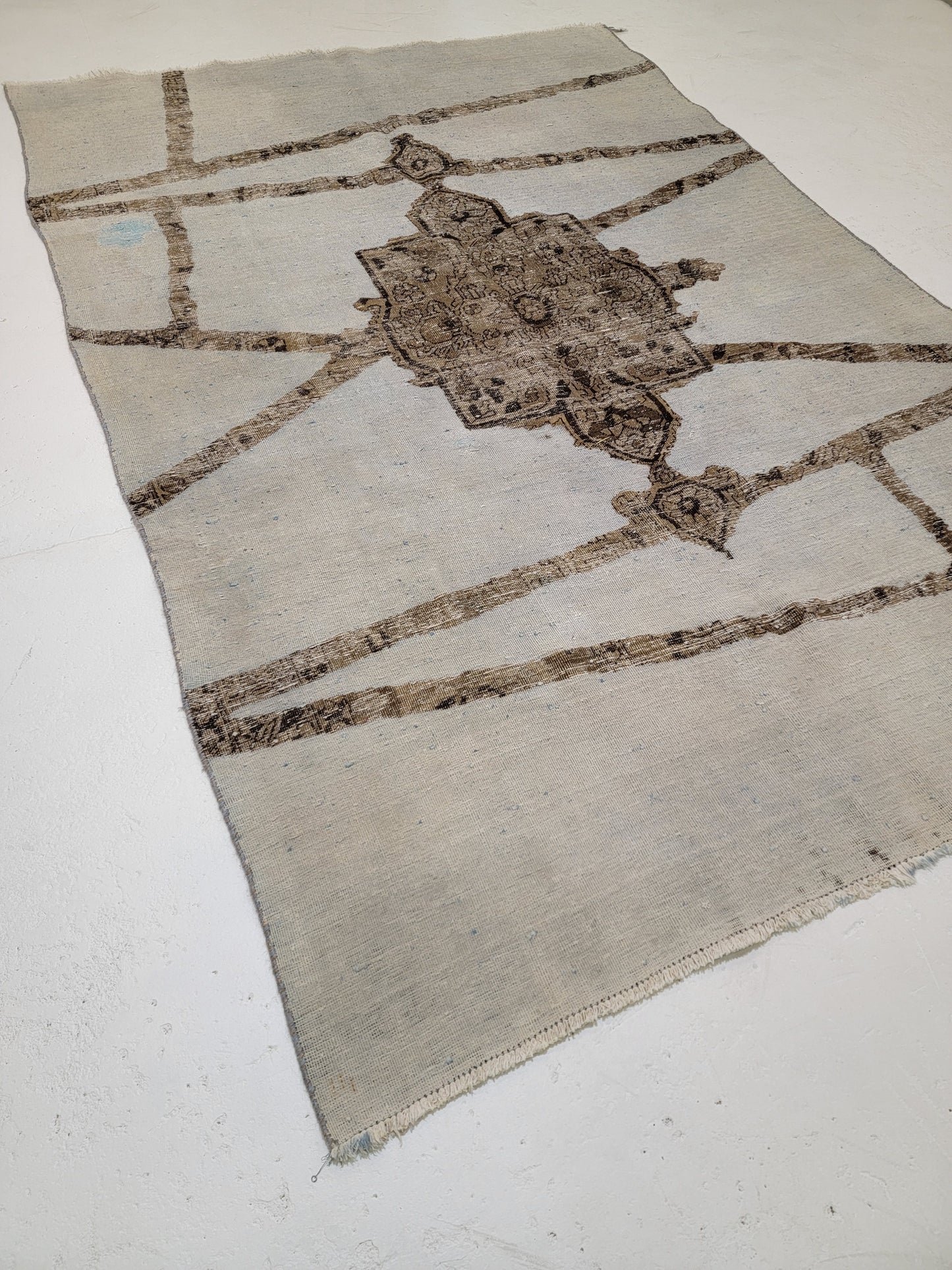 Hand-Knotted Wool Rug Tabriz Distressed 6'7" x 10'2"