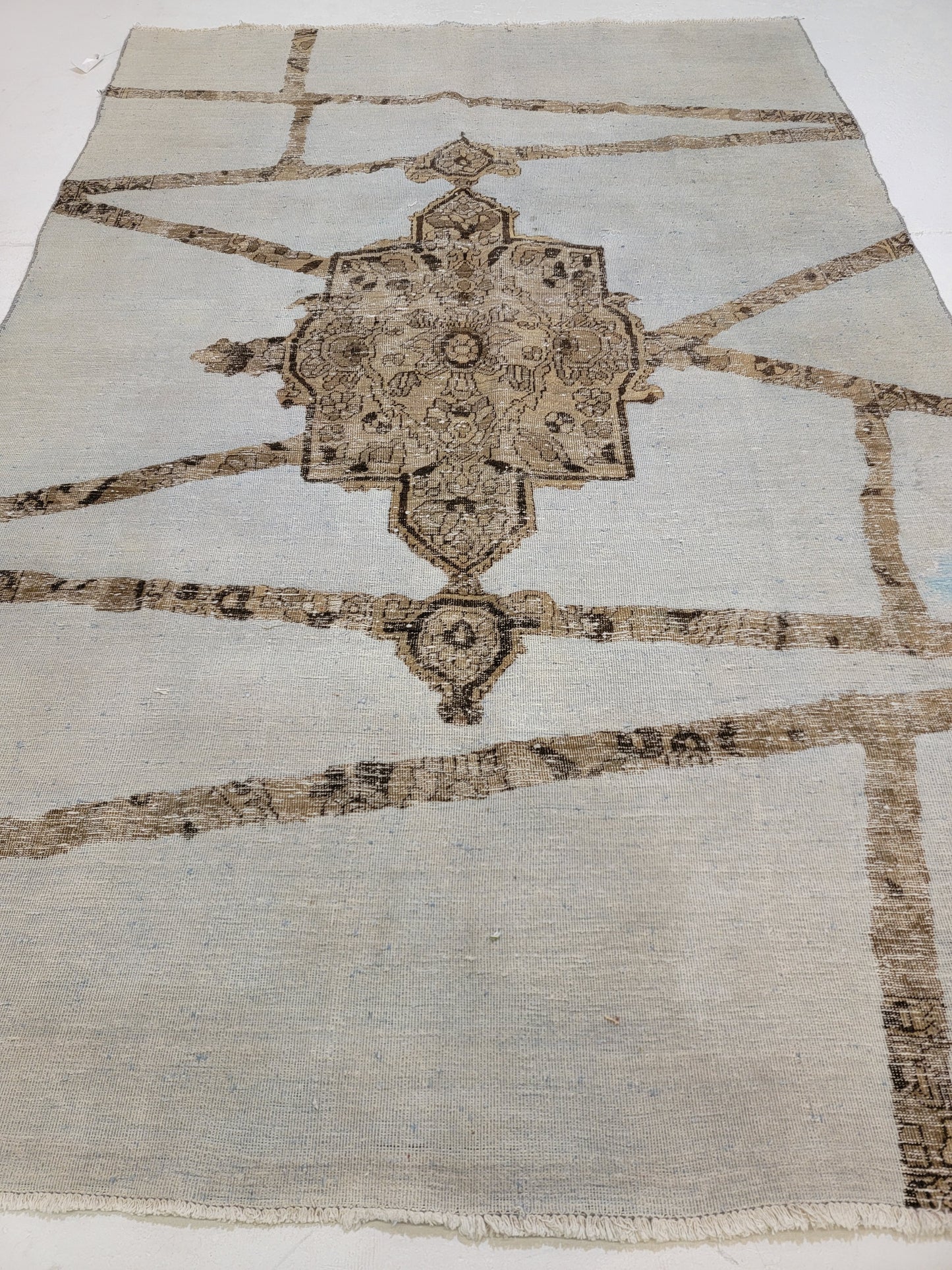 Hand-Knotted Wool Rug Tabriz Distressed 6'7" x 10'2"