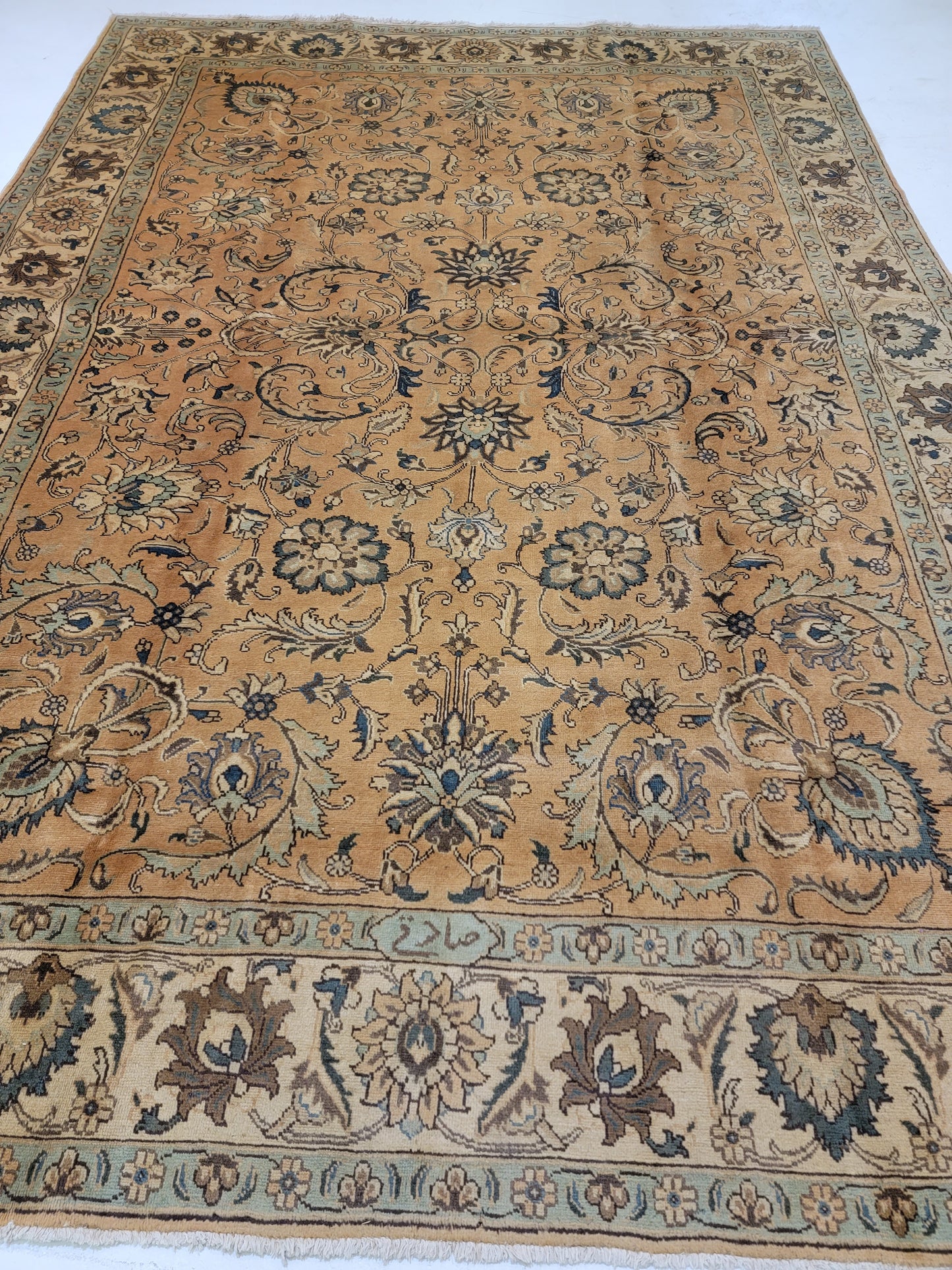 Hand-Knotted Wool Rug Tabriz Signed 8'3" x 11'11"