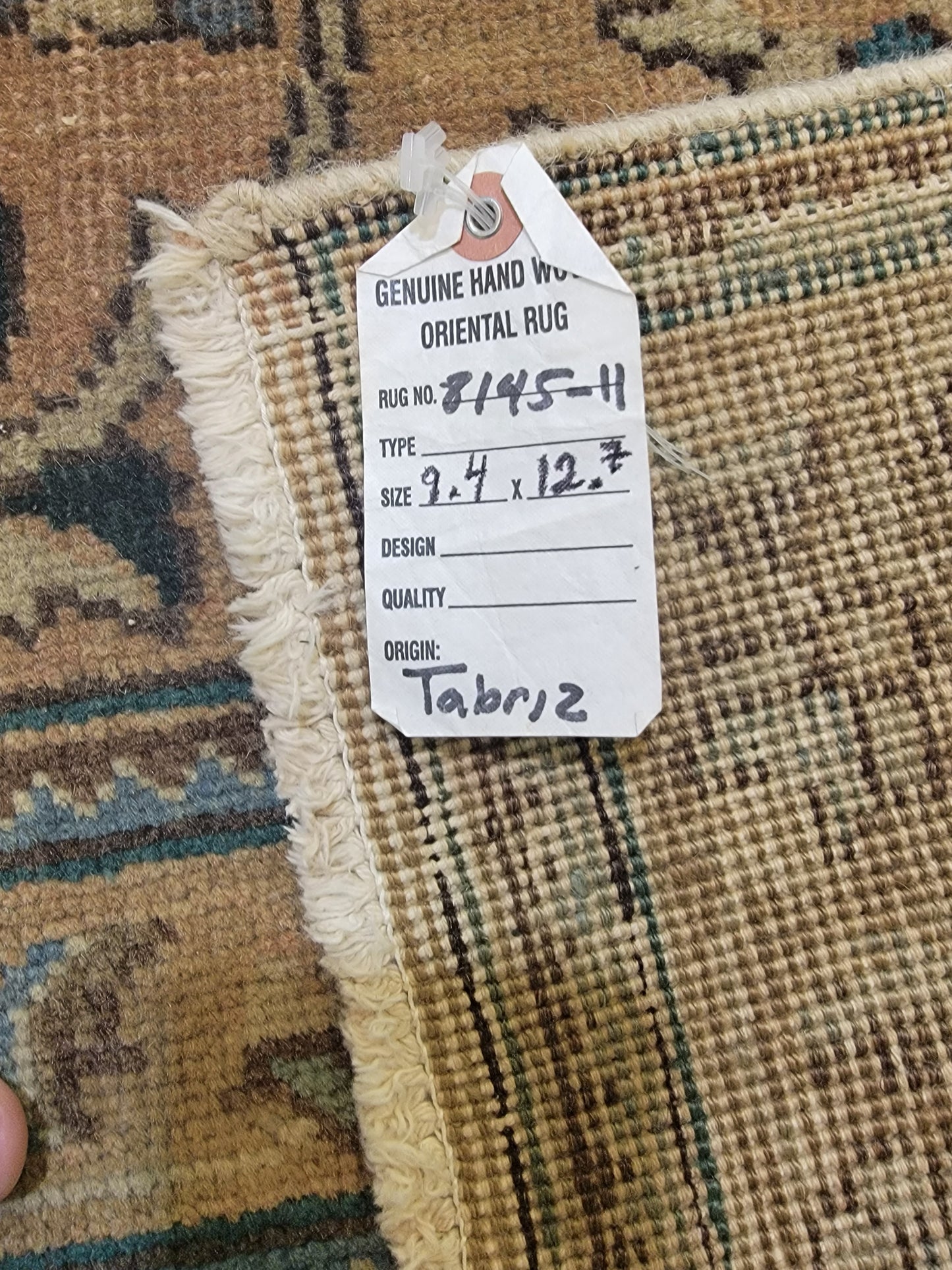 Hand-Knotted Wool Rug Tabriz 9'4" x 12'7"