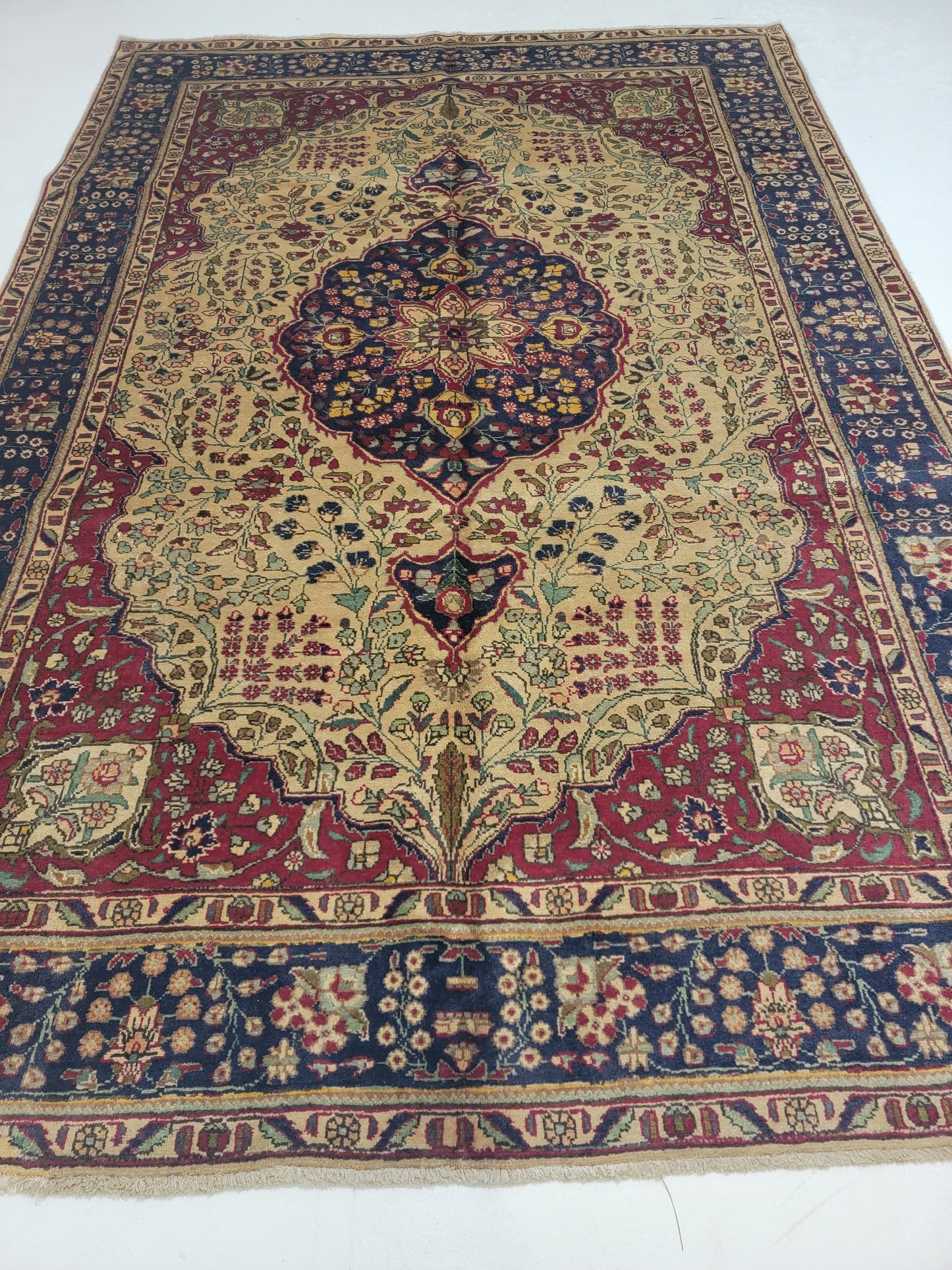 Hand-Knotted Wool Rug Tabriz 6'11" x 10'2"