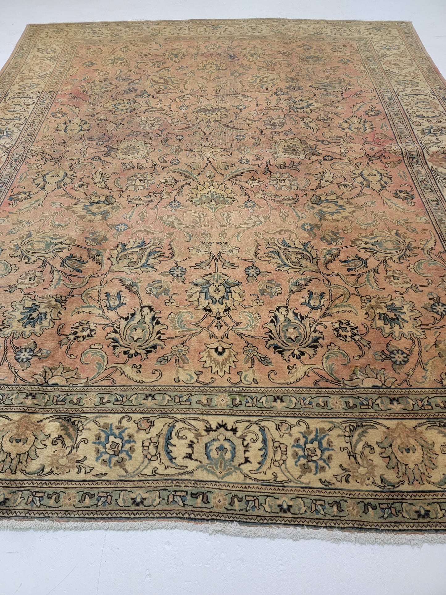 Hand-Knotted Wool Rug Tabriz 9'10" x 12'