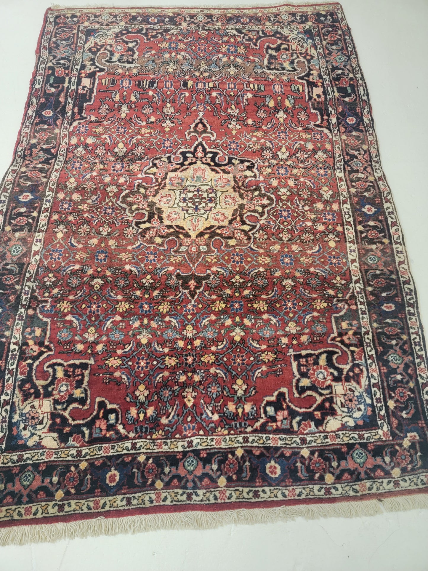 Hand-Knotted Wool Rug Bijar 3'3" x 4'10"
