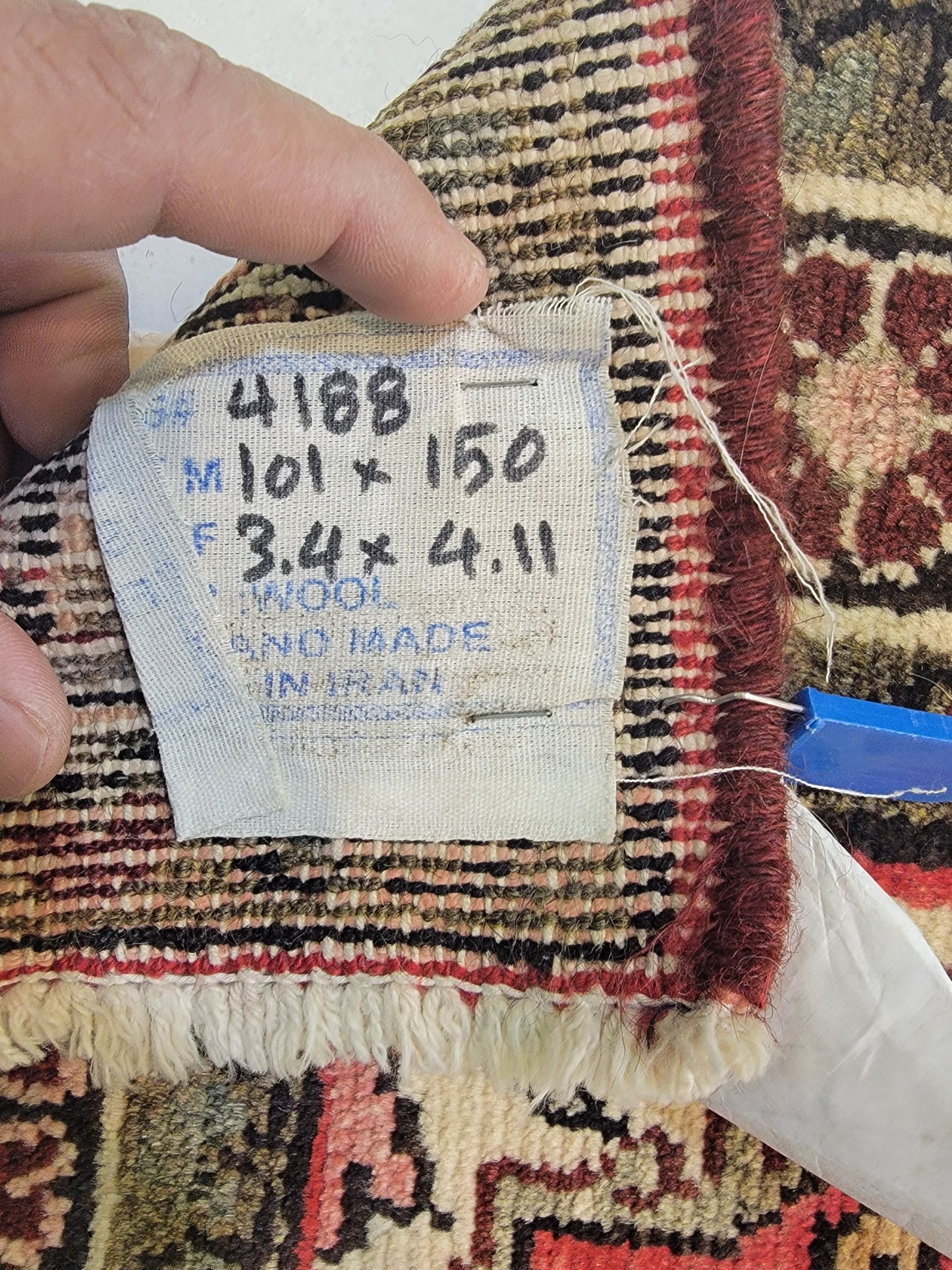 Hand-Knotted Wool Rug Hamedan 3'4" x 4'11"